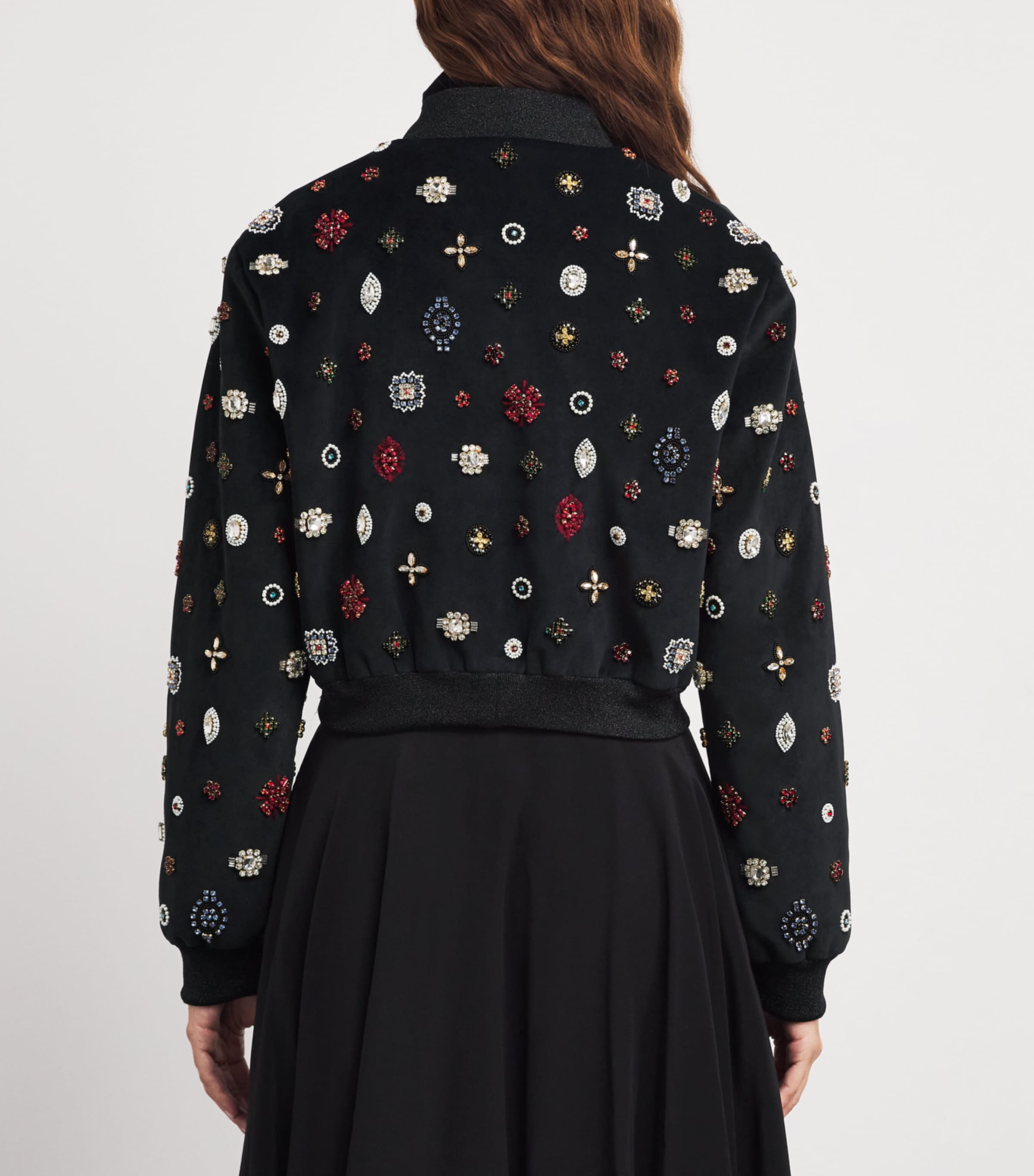 Alice+Olivia Womens Embellished Jackie Bomber Jacket Black/multi Image 4