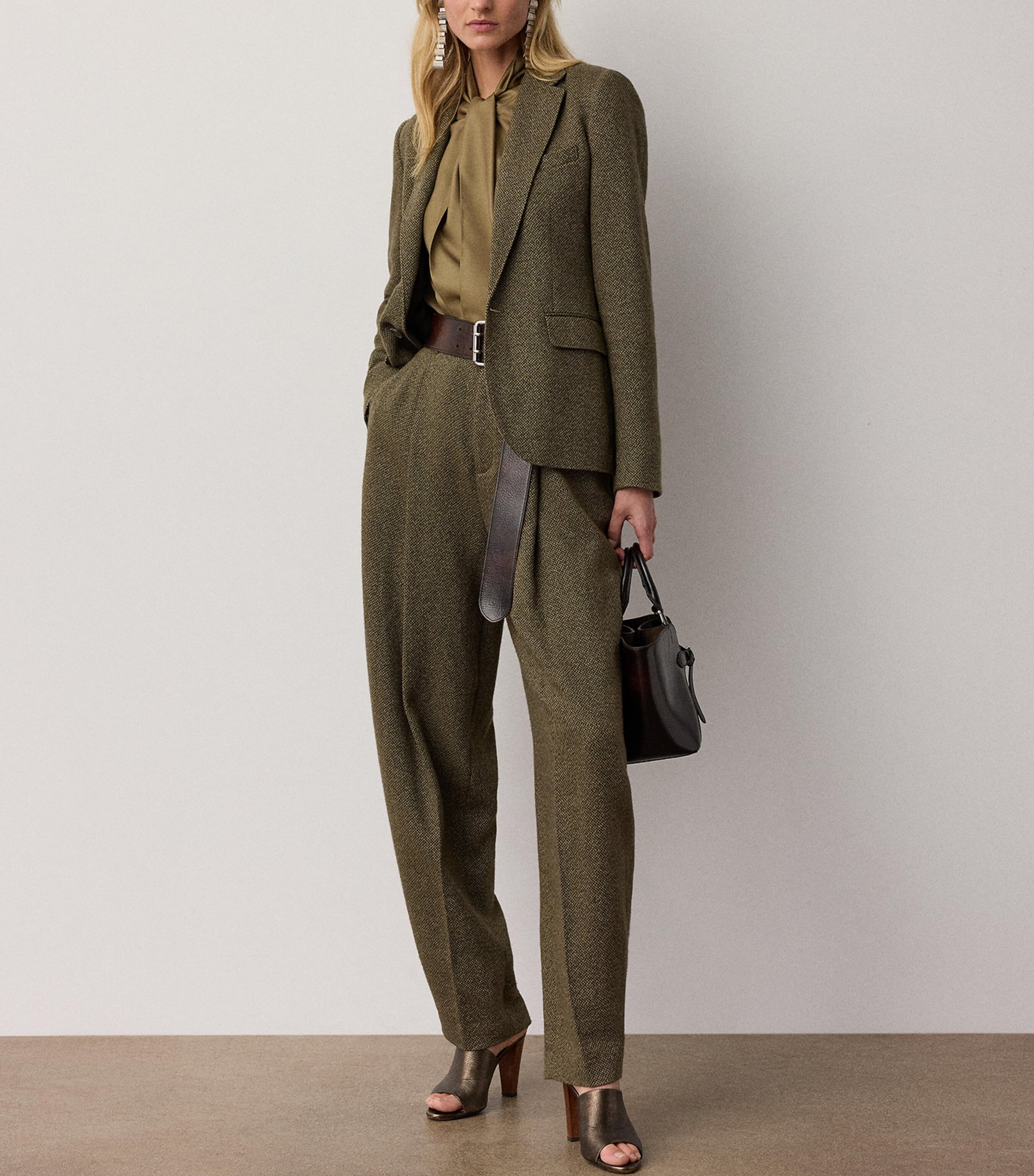 Ralph Lauren Collection Womens Linen-Cashmere-Silk Twill Parker Blazer Cypress Multi Image 2
