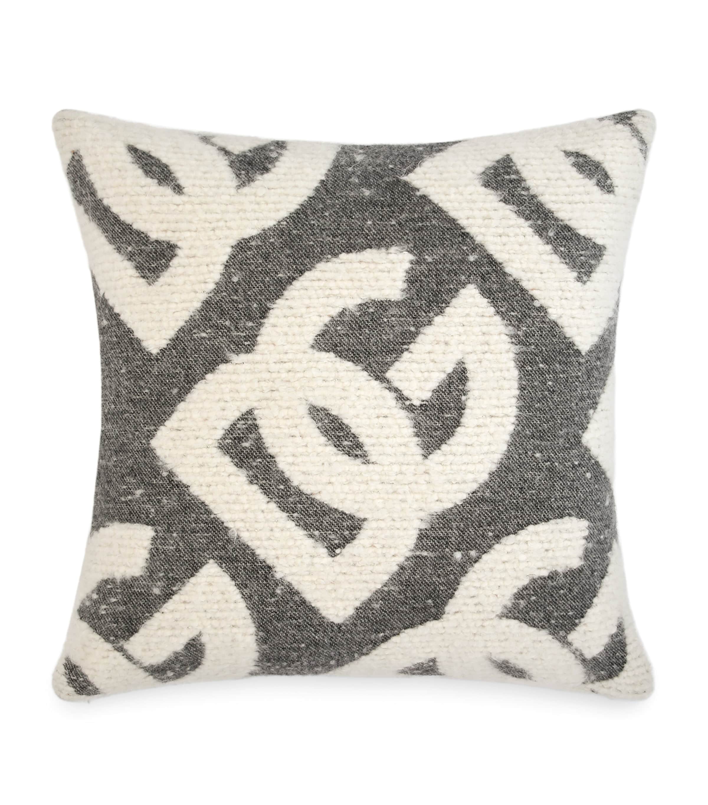 Wool-Silk-Cashmere Logo Cushion (50cm x 50cm) U0008-NERO Image 1