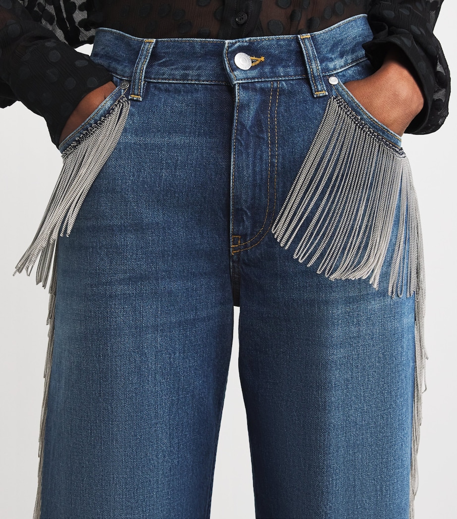 Chain Tassel Straight-Leg Jeans 4083 DARK BLUE Image 7