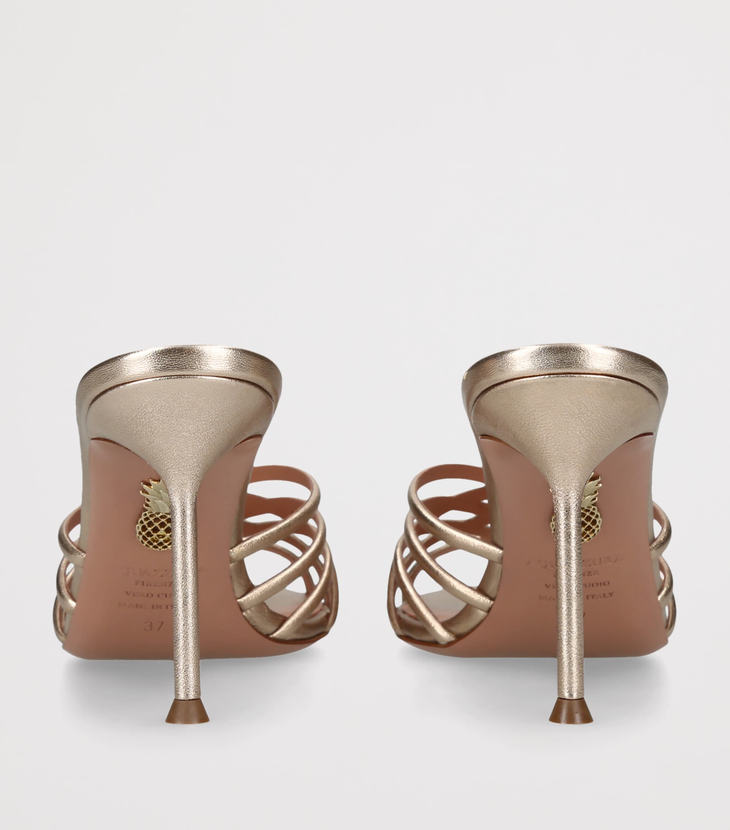 Aquazzura Metallic Leather Wild Dream Mules 85 Beige Comb Image 2
