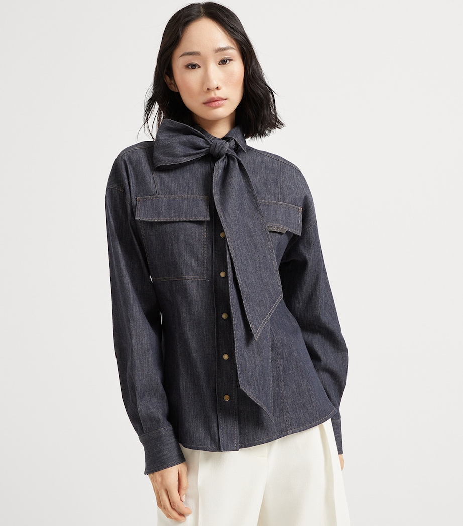 Denim Pussybow Shirt C001 Image 2
