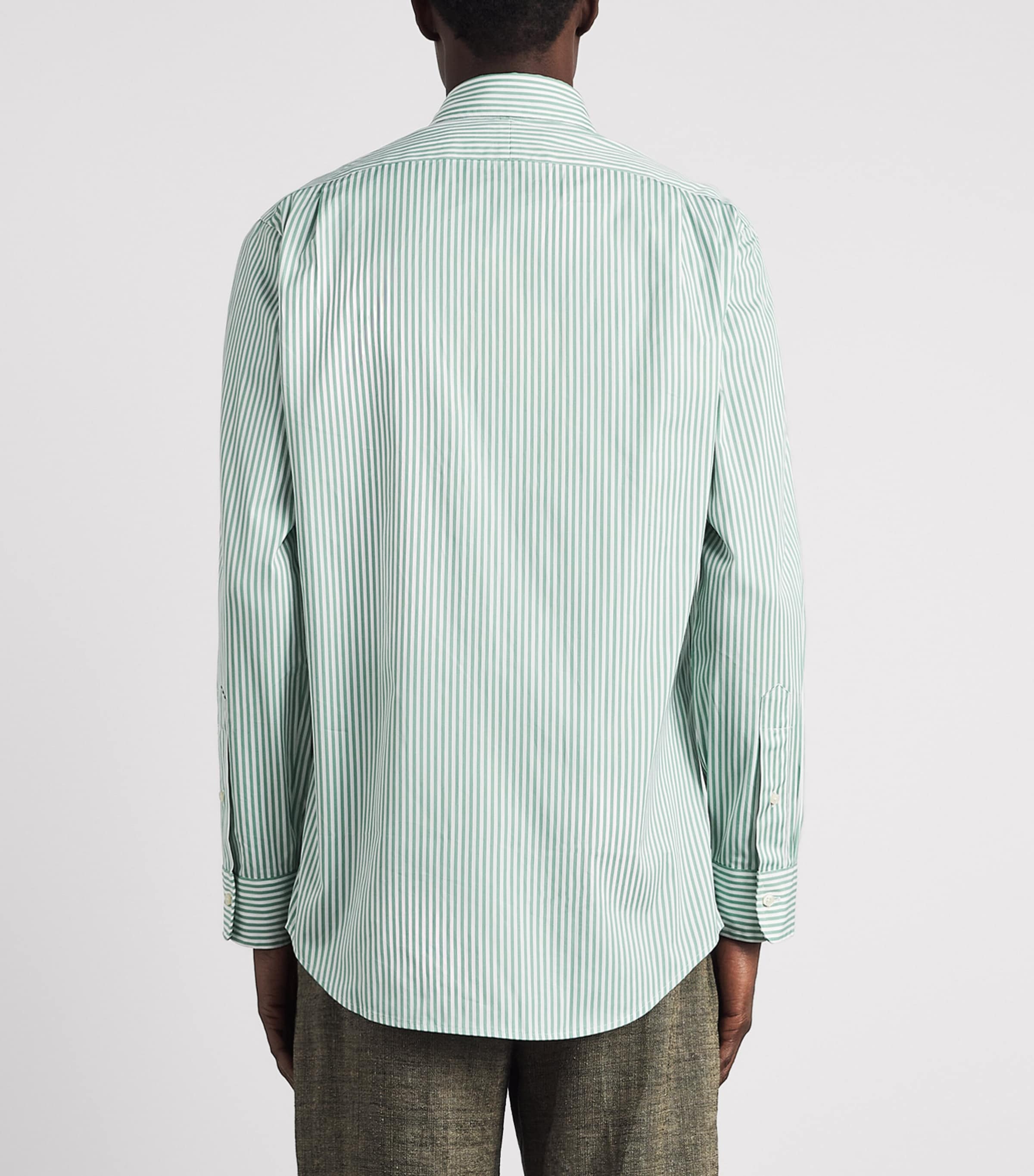 Polo Ralph Lauren Mens Cotton Stripe Custom Fit Shirt Faded Mint Wht Image 5