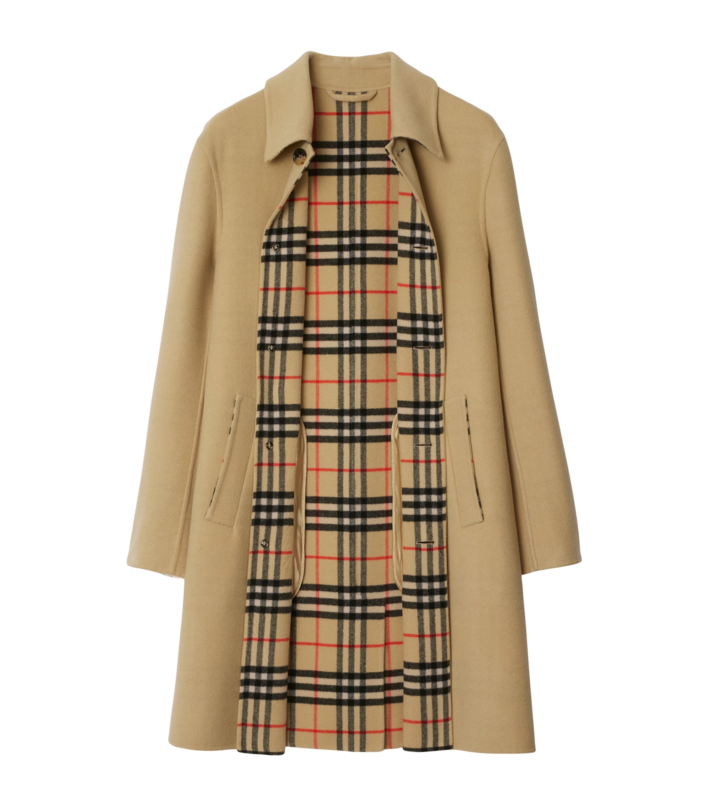 Wool Mid-Length Car Coat FLAX/SAND IP CHECK Image 5