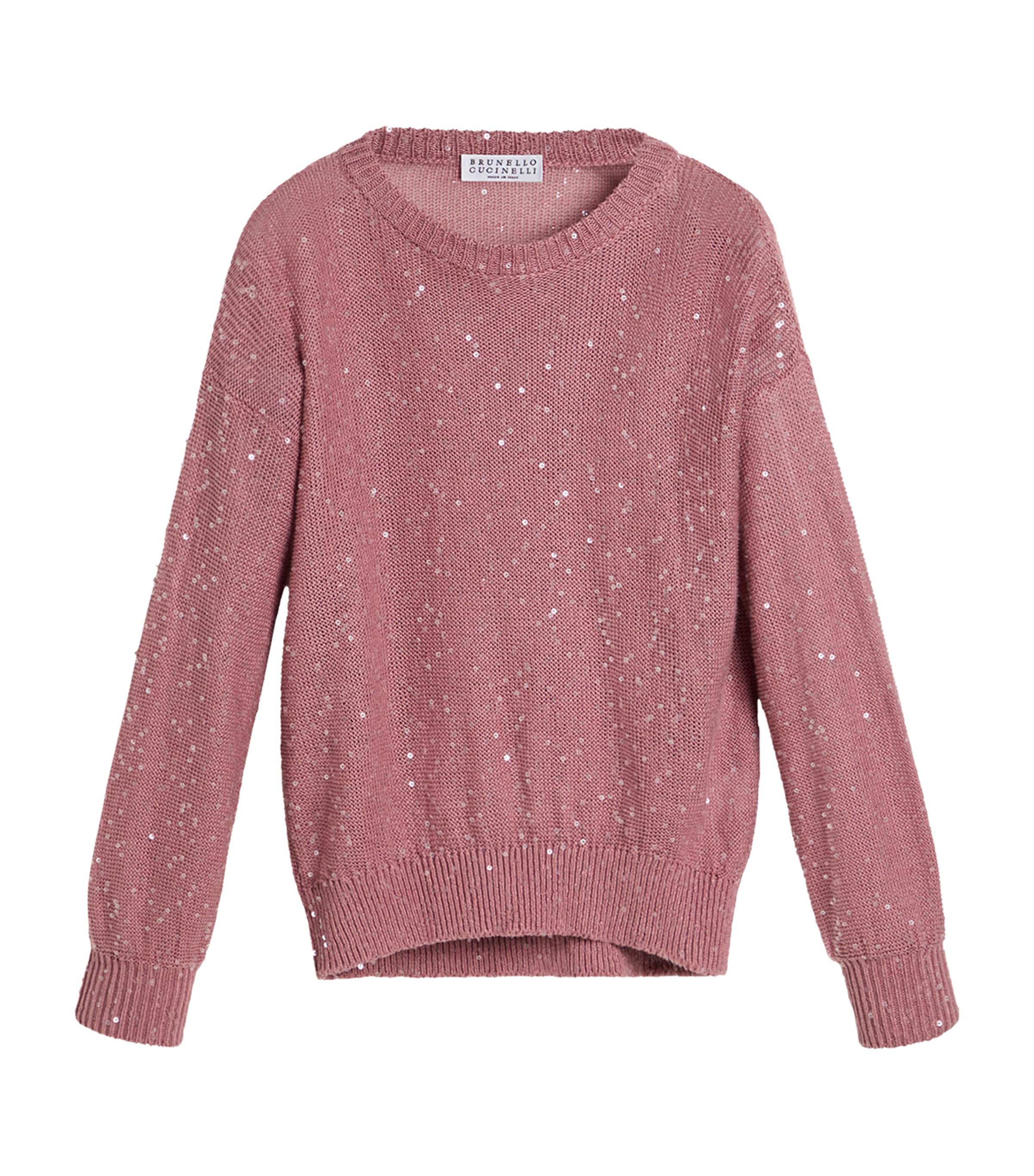 Brunello Cucinelli Diamond-yarn Sweater In Pink