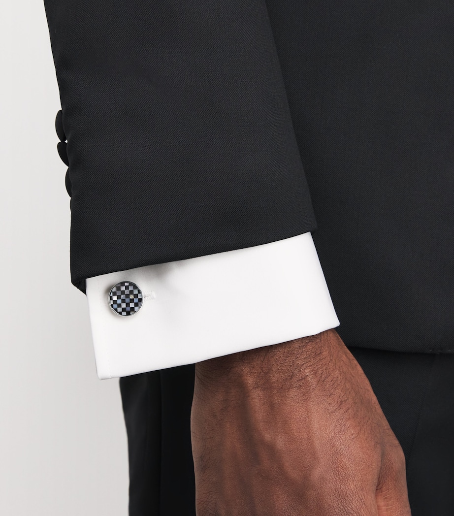 Thompson Onyx Checkerboard Cufflinks and Studs Set BLUE Image 2