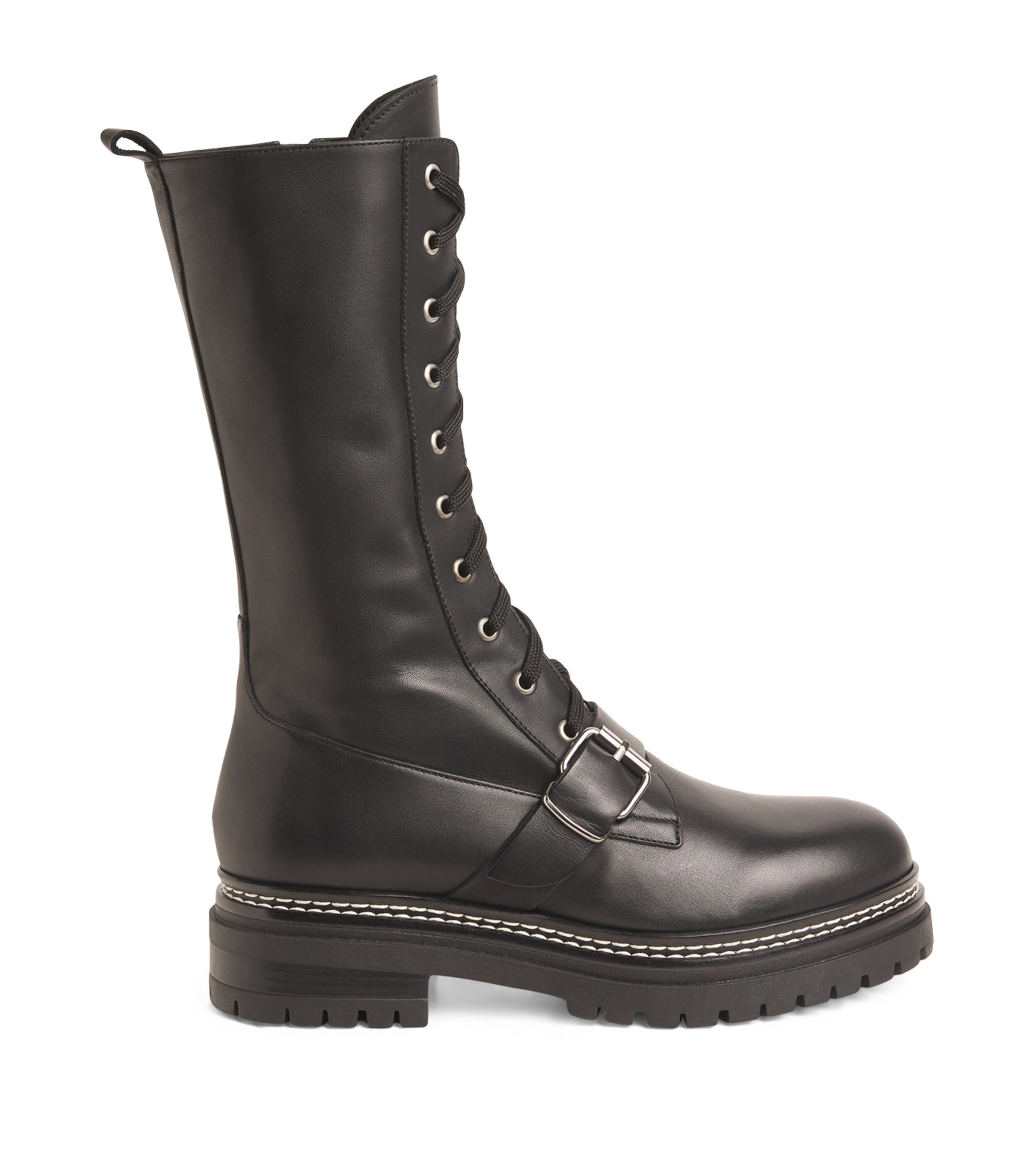 Shop Weekend Max Mara Leather Tana Combat Boots In Black