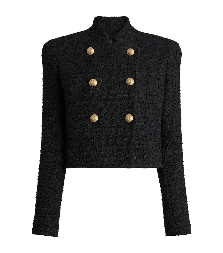Balmain Womens Tweed Officer Jacket Noir Image 1