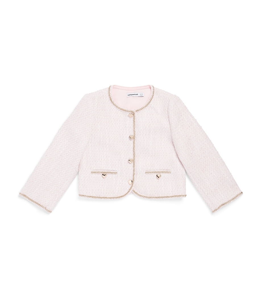 Self-Portrait Kids Bouclé Braided-Trim Jacket (3-12 Years) Pink Image 1