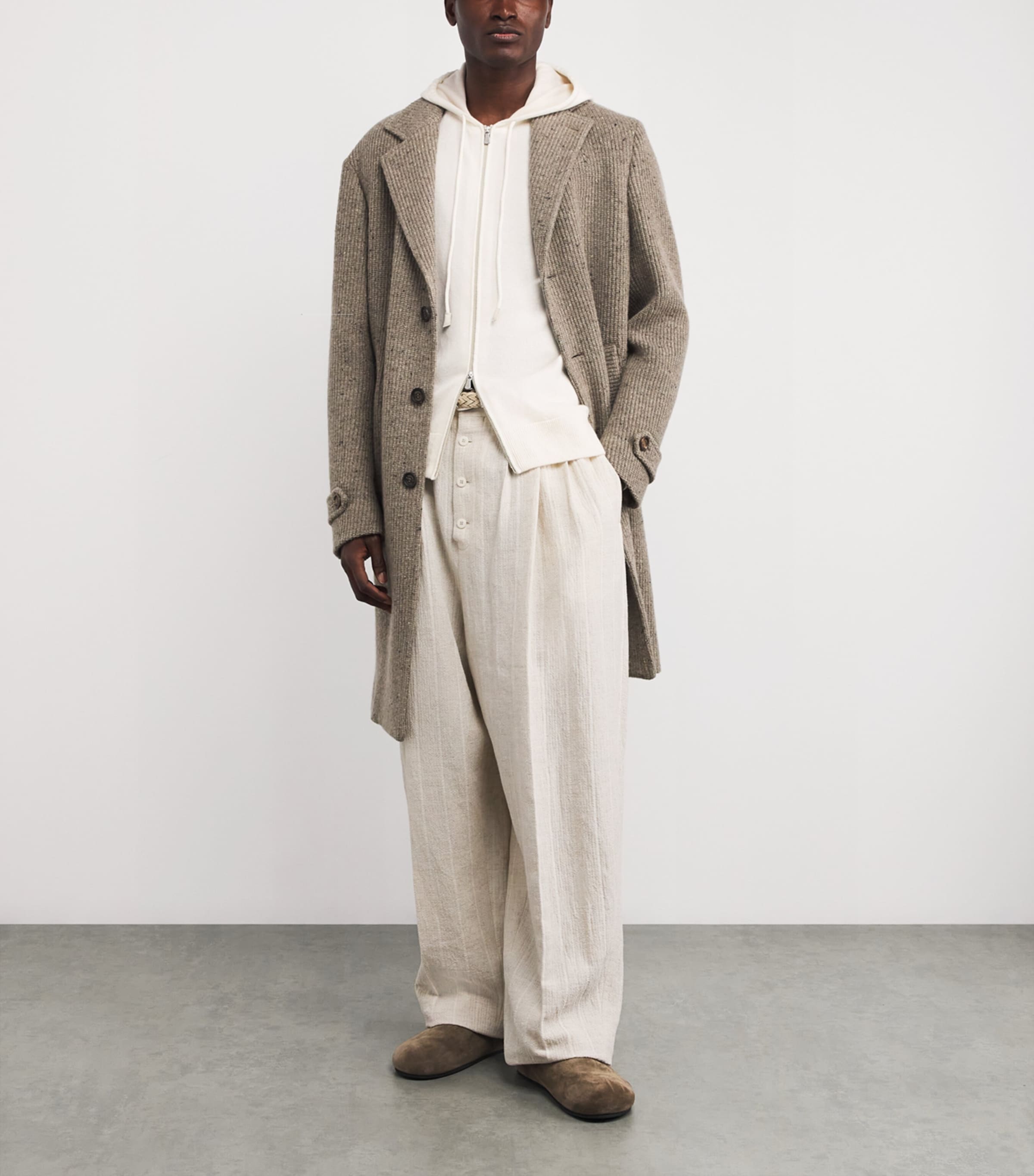 Cashmere Zip-Up Hoodie BIANCO E BEIGE Image 2