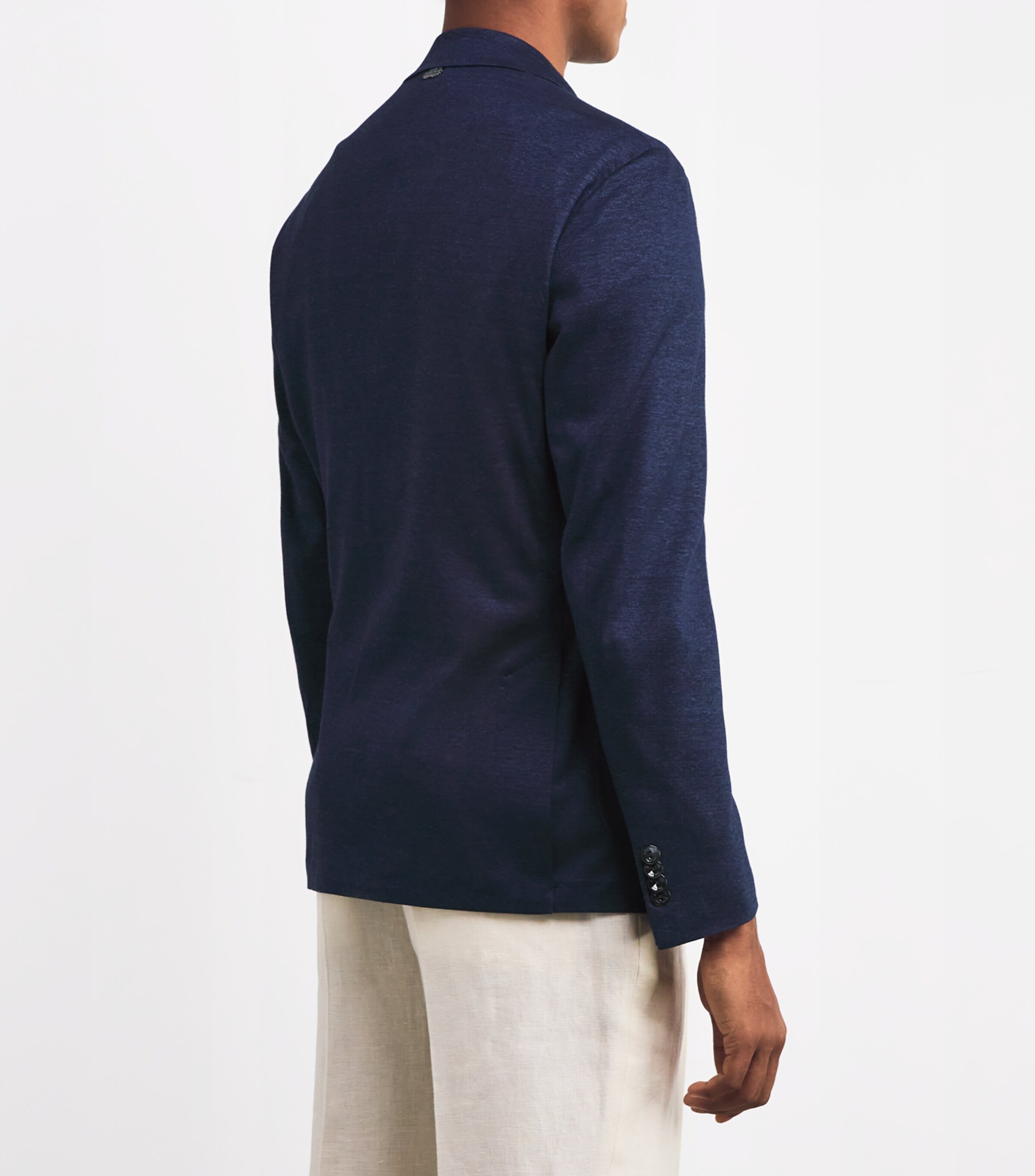 Linen-Cotton Single-Breasted Blazer B89 NAVY Image 4