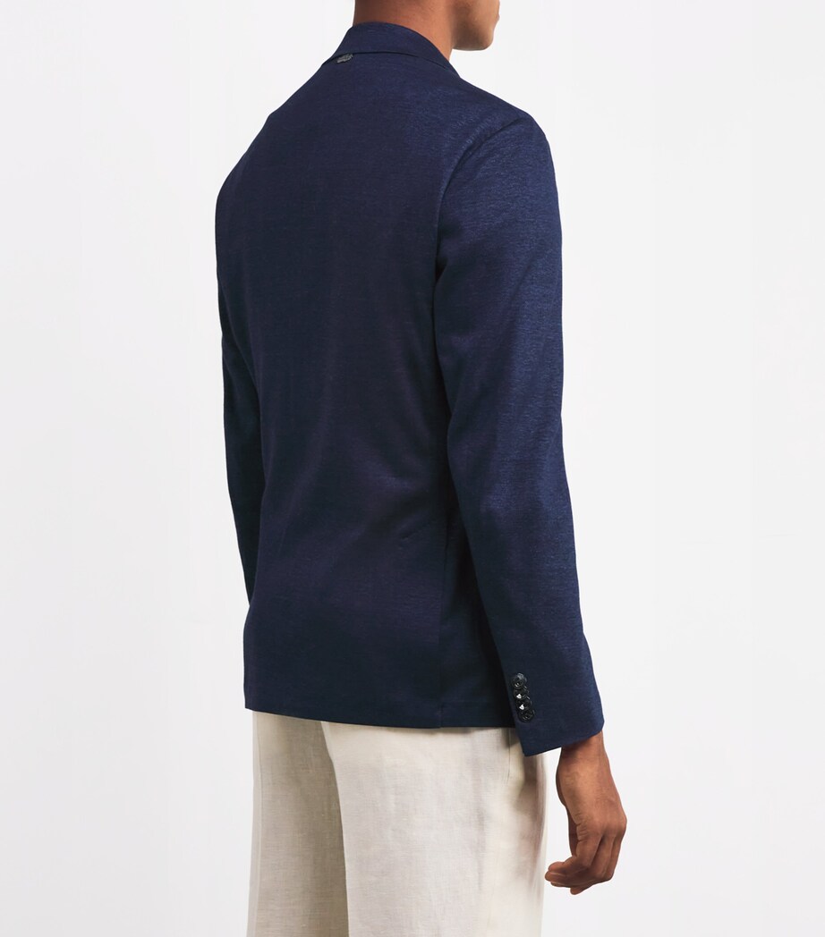 Linen-Cotton Single-Breasted Blazer B89 NAVY Image 4