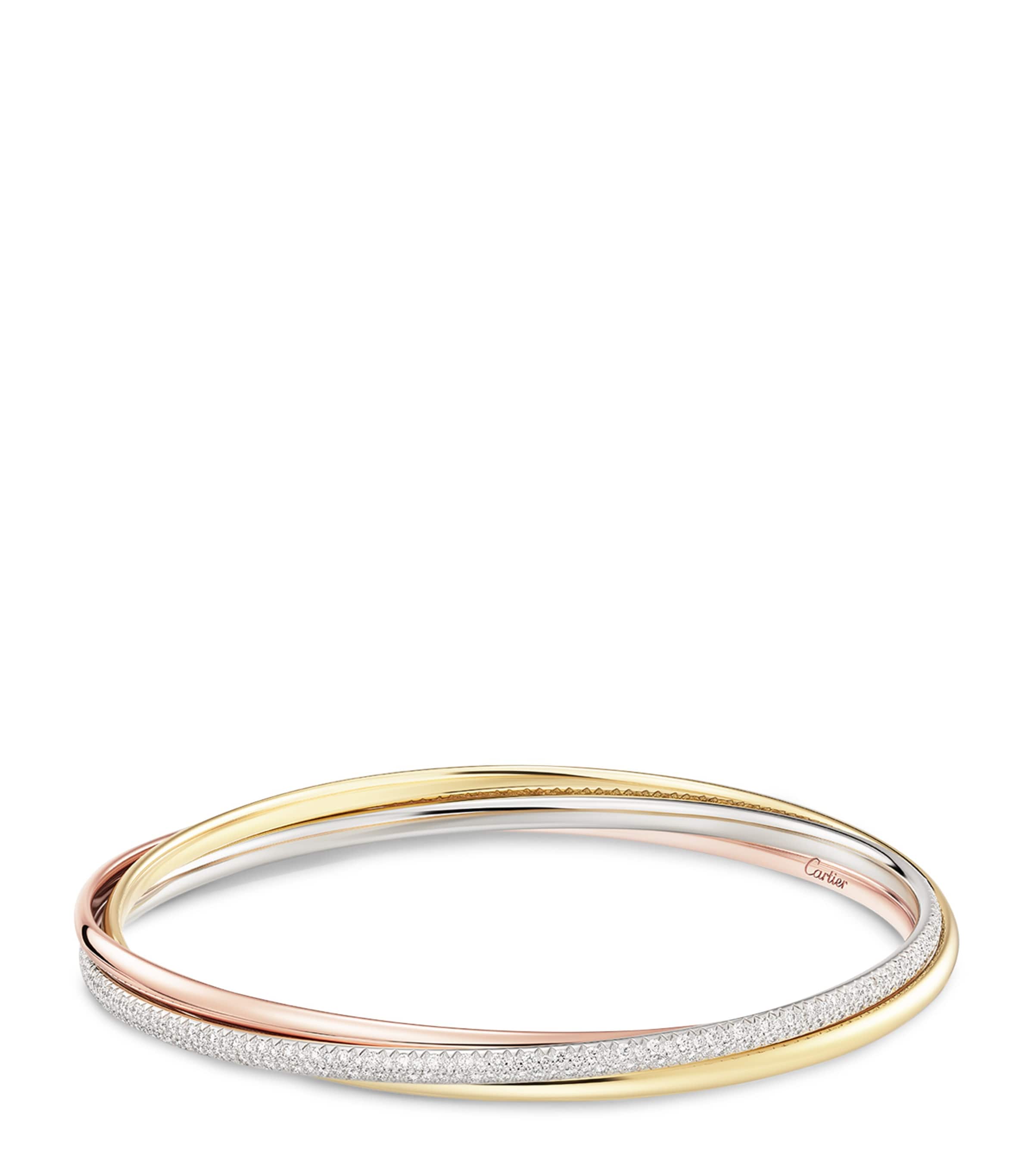 Small White, Rose, Yellow Gold and Diamond Trinity Bracelet MIXED GOLD Image 2