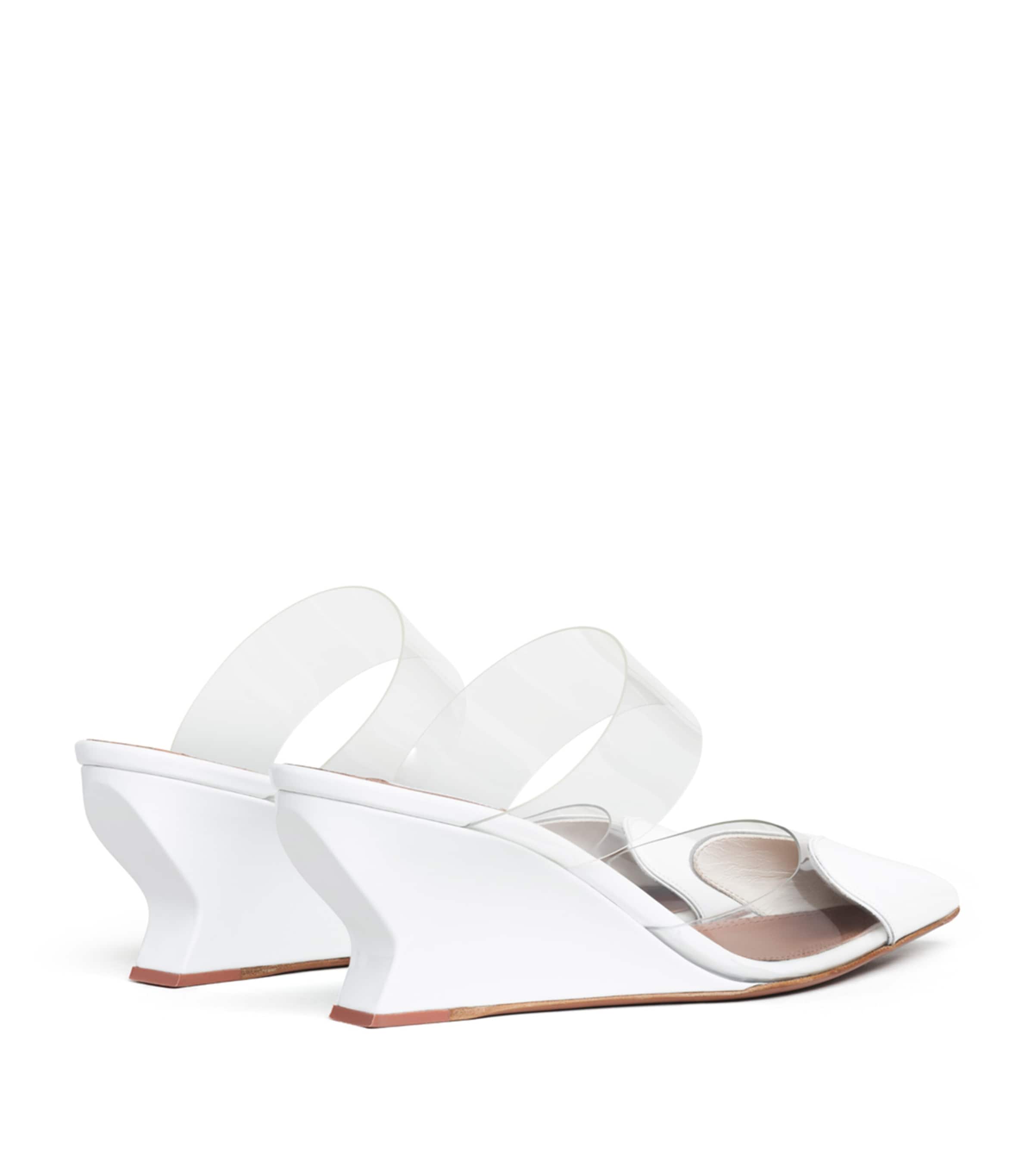 Alaïa Leather-PVC Le Coeur Wedge Mules 60 Optical White Image 3