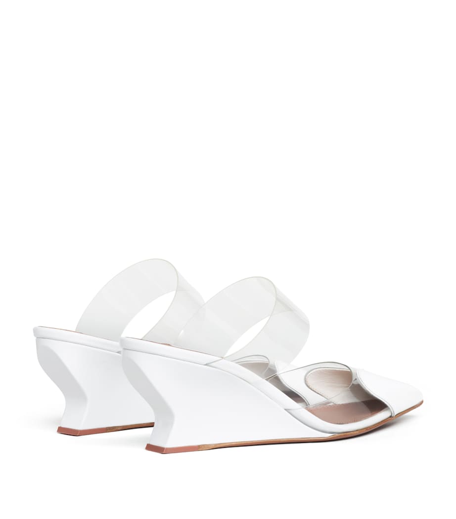 Alaïa Leather-PVC Le Coeur Wedge Mules 60 Optical White Image 3