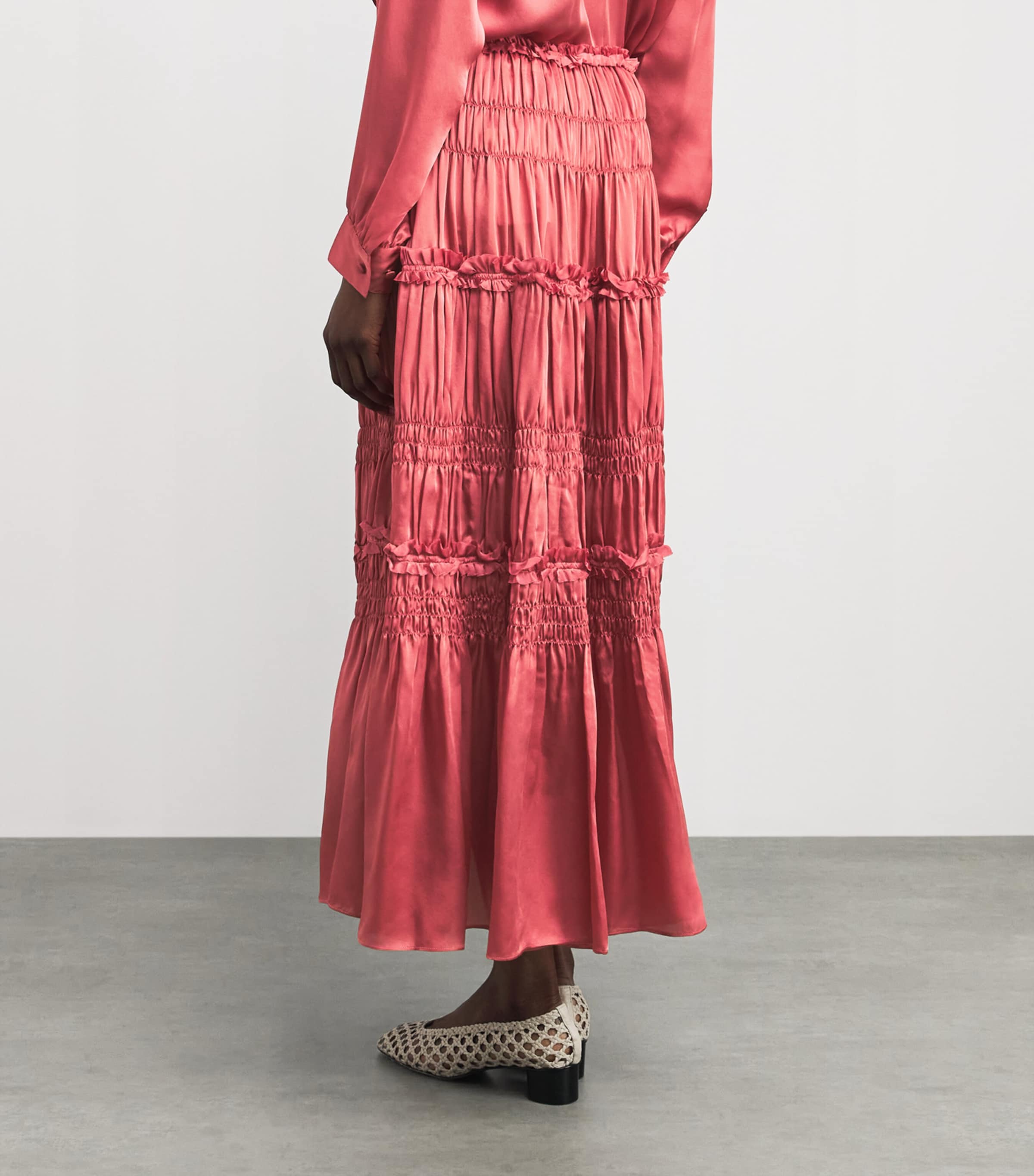 Ulla Johnson Womens Silk Ruffled Virginie Maxi Skirt Rosewood Image 5