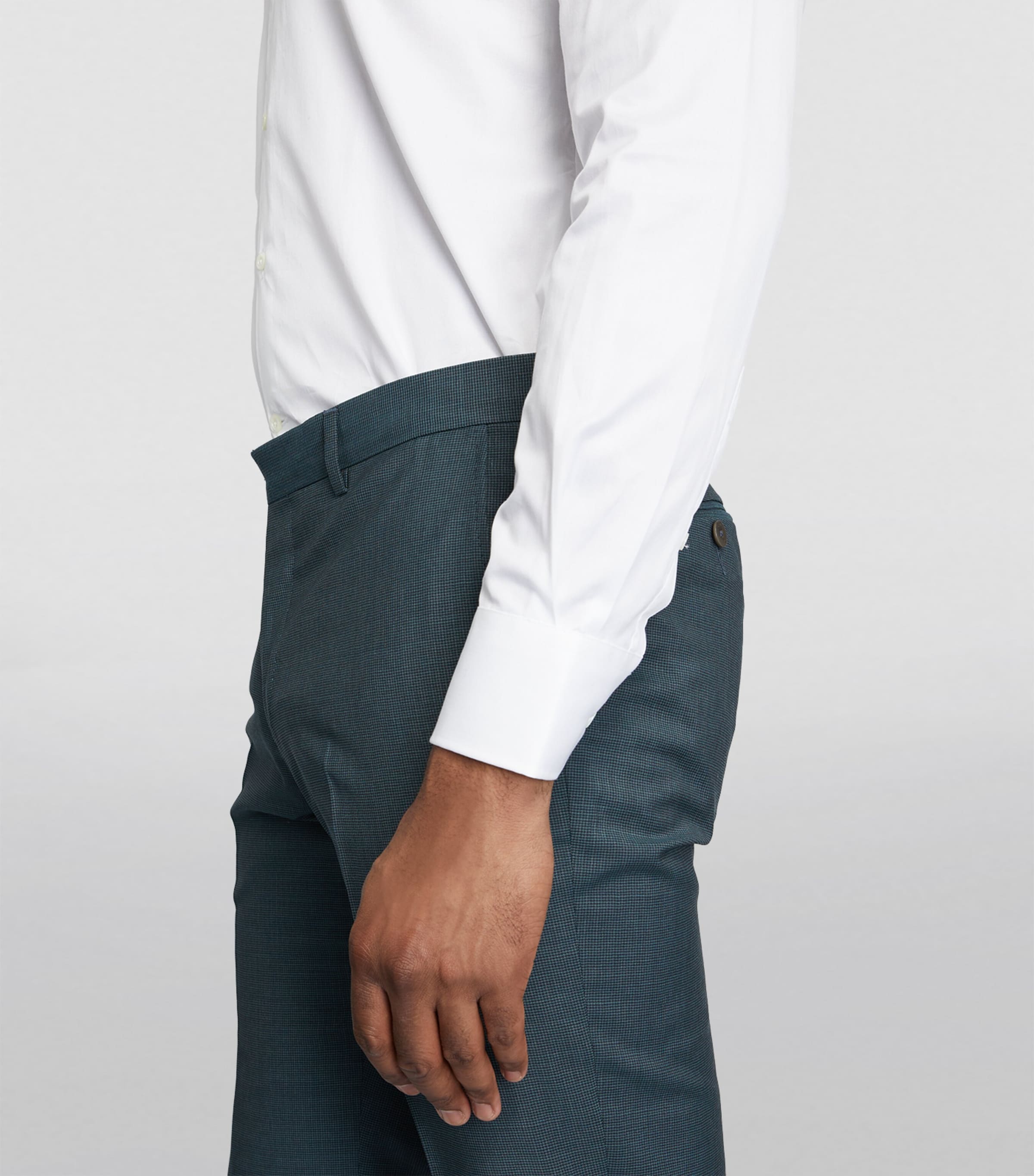 Cotton Twill Long-Sleeve Shirt 028-WHITE Image 6