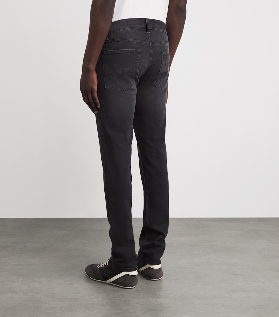 7 For All Mankind Mens Slimmy Lux Performance Plus Jeans Washed Black Image 5