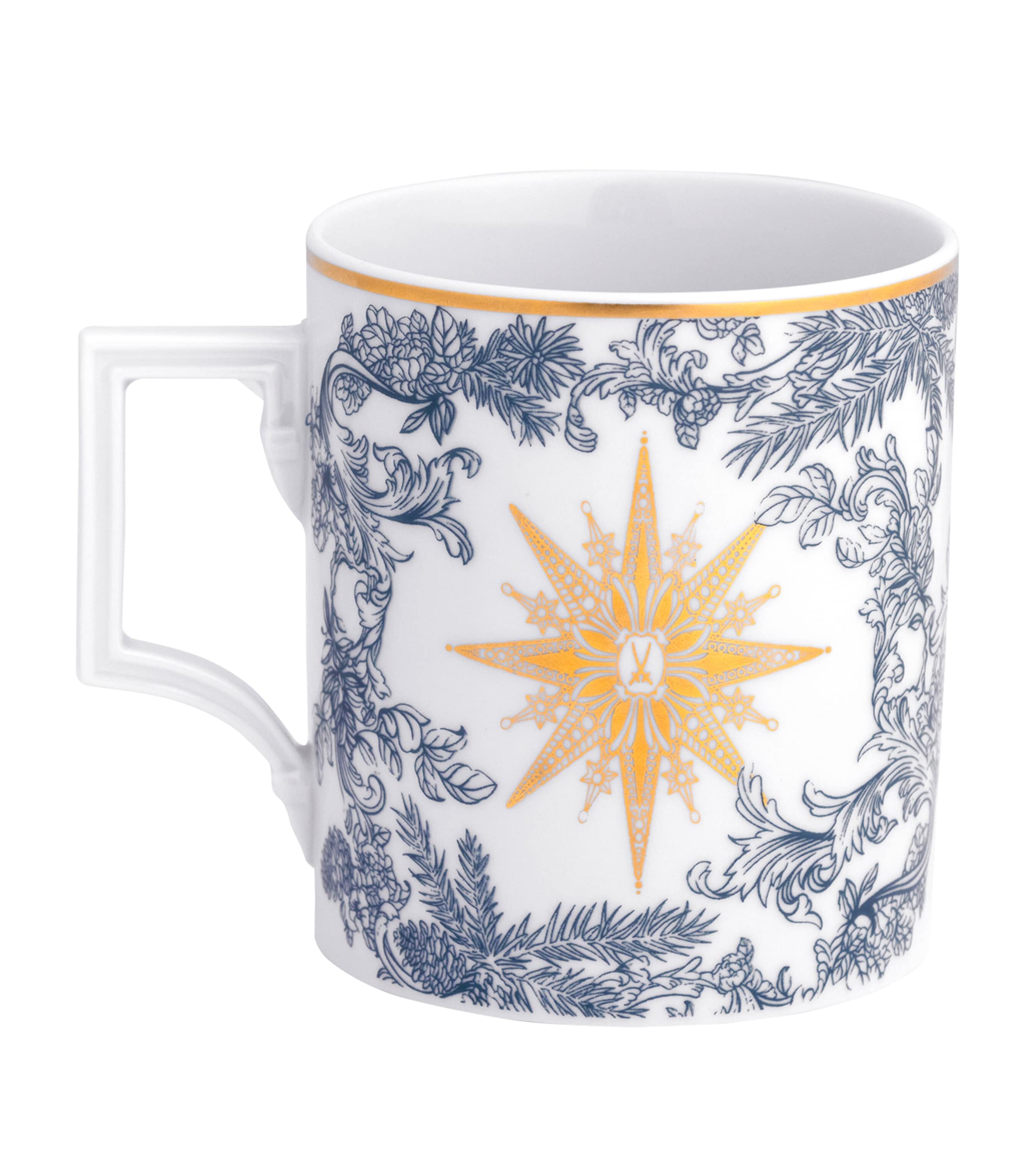 Meissen Porcelain Christmas Star Mug Blue Image 2