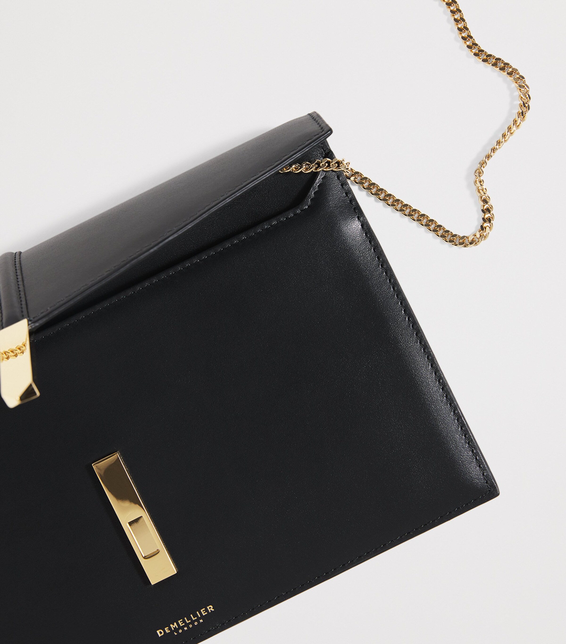 Demellier Leather Tokyo Clutch Bag Black Image 4