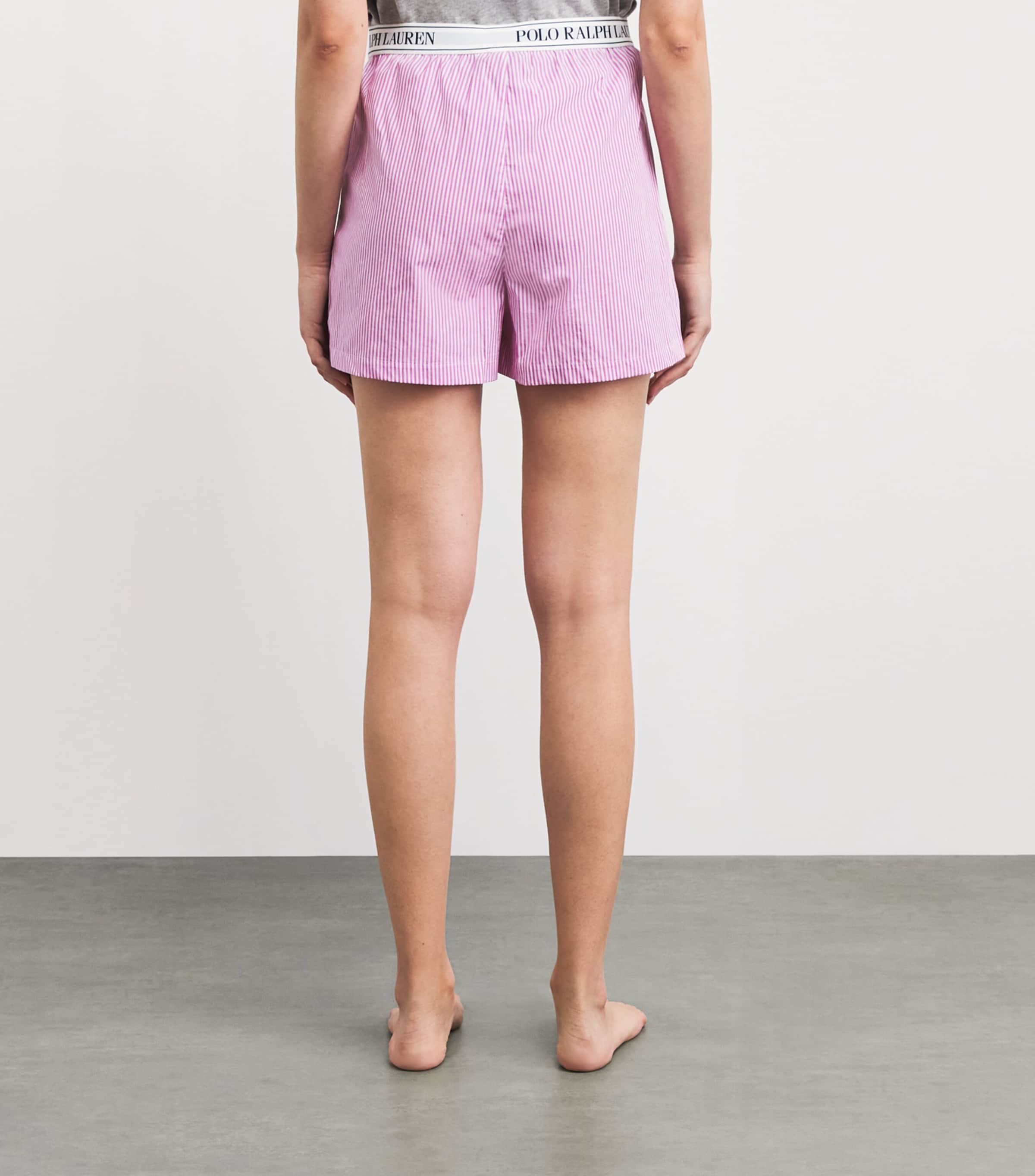 Polo Ralph Lauren Womens Cotton Stripe Logo Pyjama Shorts Wht Cld X Vilet Mead Image 5
