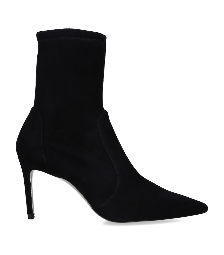 Suede Stretch Ankle Boots 85 BLACK Image 3