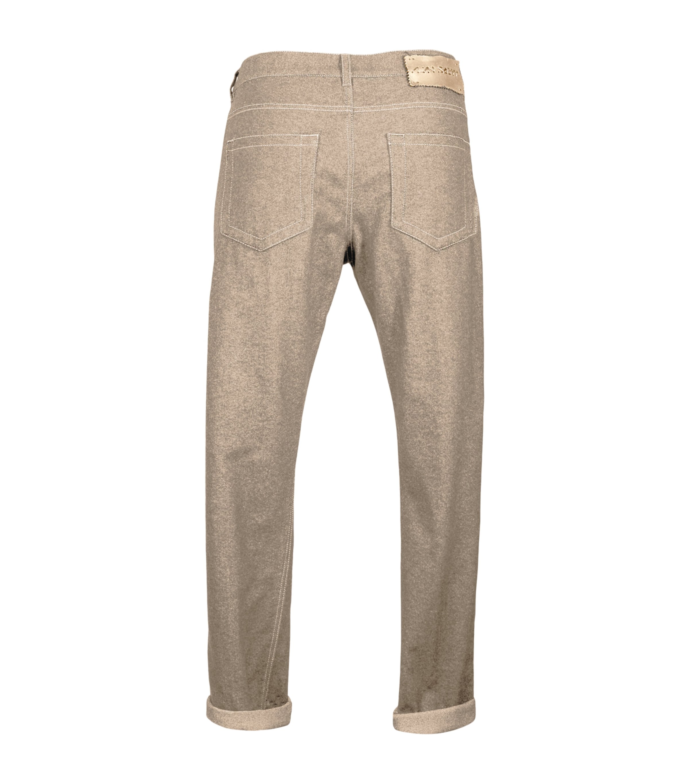 Alan Scott Mens Cashmere-Blend Relaxed Jeans Natural Image 3