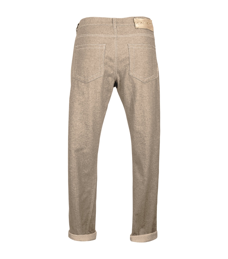 Alan Scott Mens Cashmere-Blend Relaxed Jeans Natural Image 3