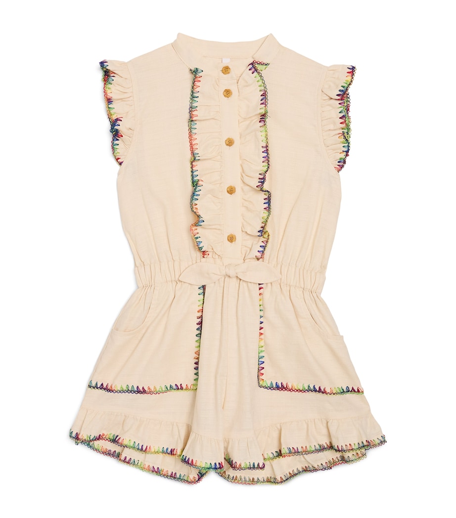 Zimmermann Kids Lucky Frill Playsuit (2-12 Years) Ivory Image 1
