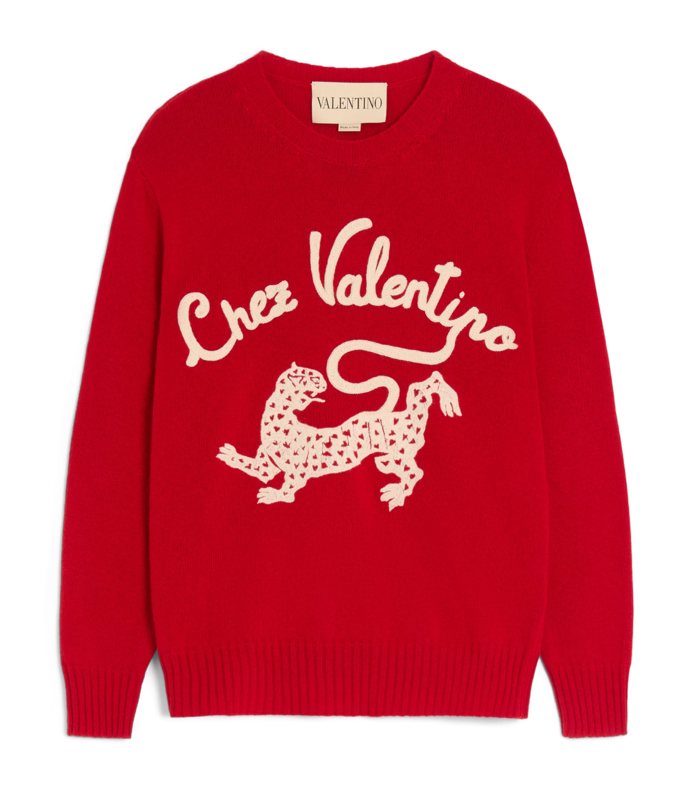 Valentino Wool Graphic Sweater In Red