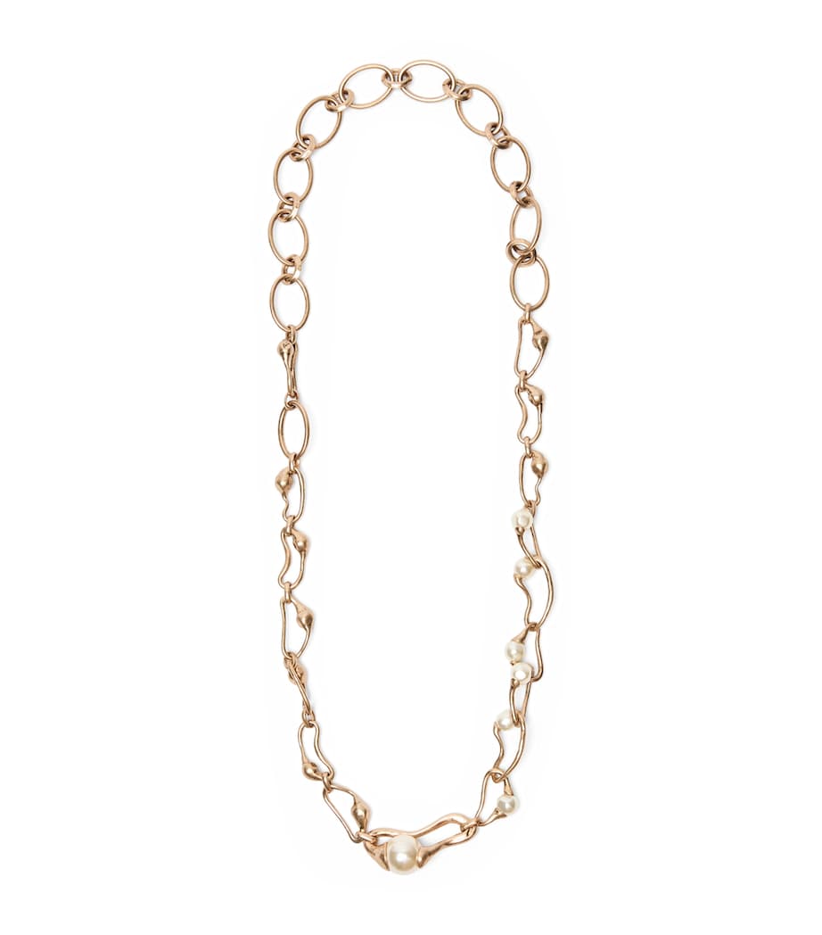 Weekend Max Mara Faux Pearl Chain Necklace Gold Image 1