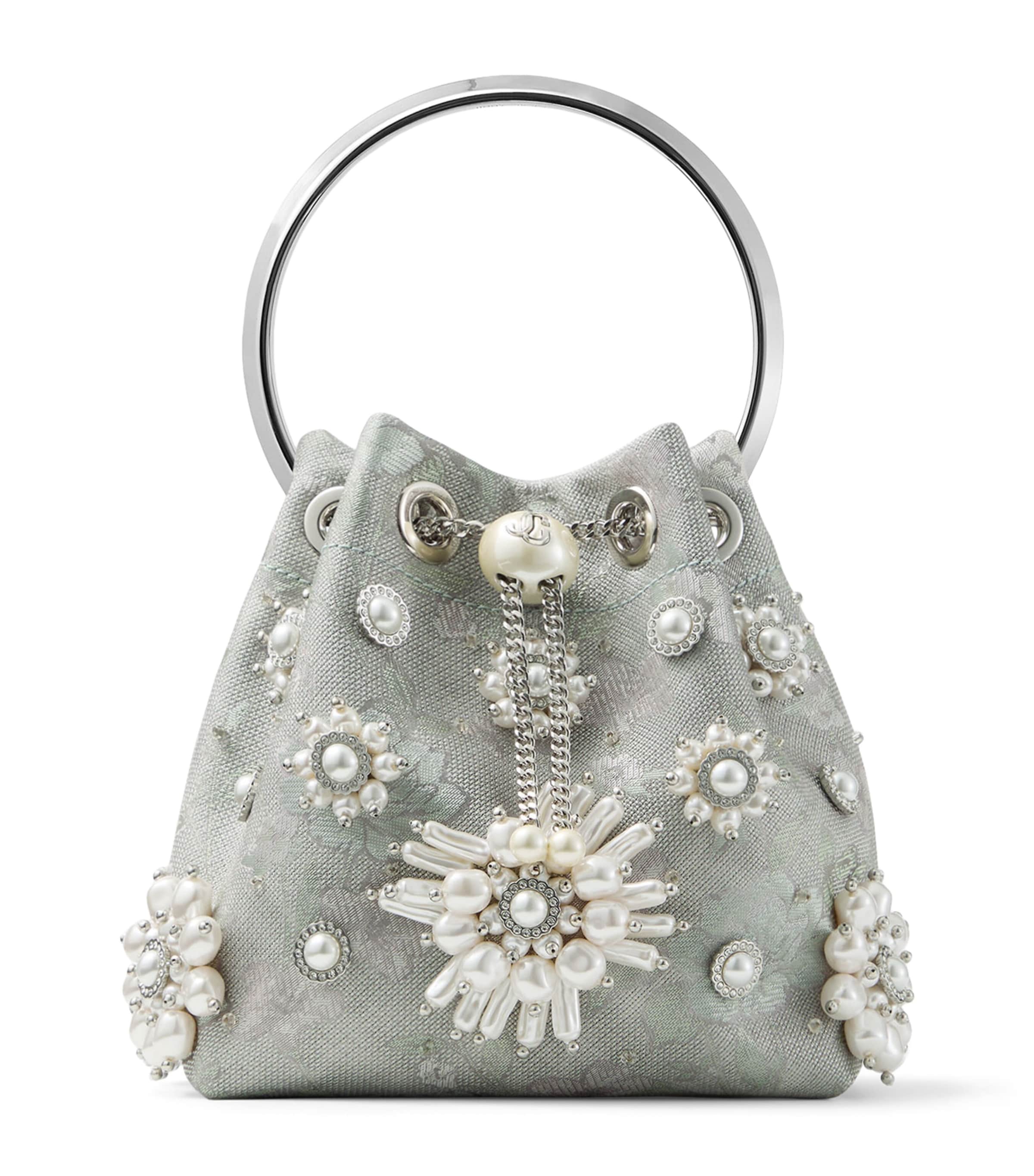 Jimmy Choo Green Beaded Bon Bon Top-Handle Bag | Harrods JP