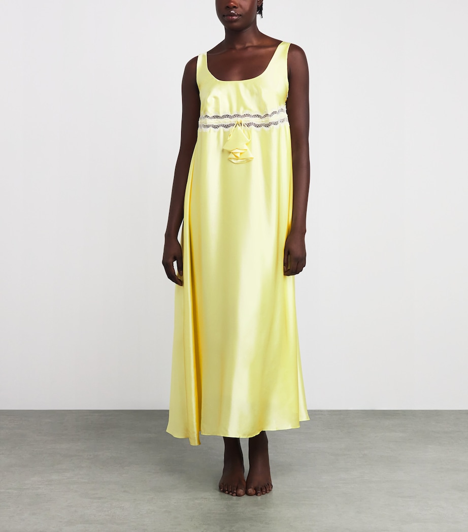 Silk Lace-Trim Carmen Nightdress BUTTERMILK/WHIT Image 2