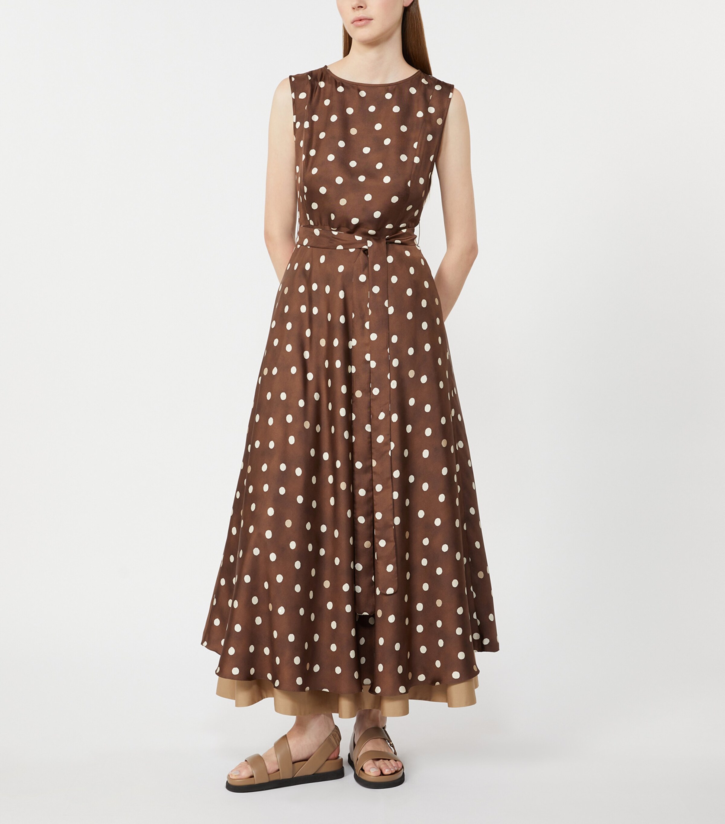 Max Mara Womens Silk Polka-Dot Martina Midi Dress Brown Image 4