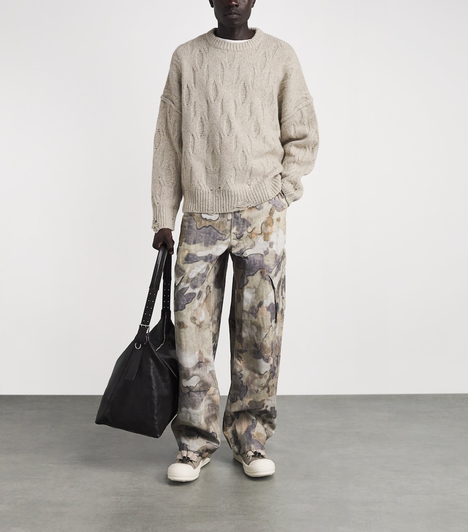 Represent Mens Wool-Blend Distressed Sweater Taupe Image 2