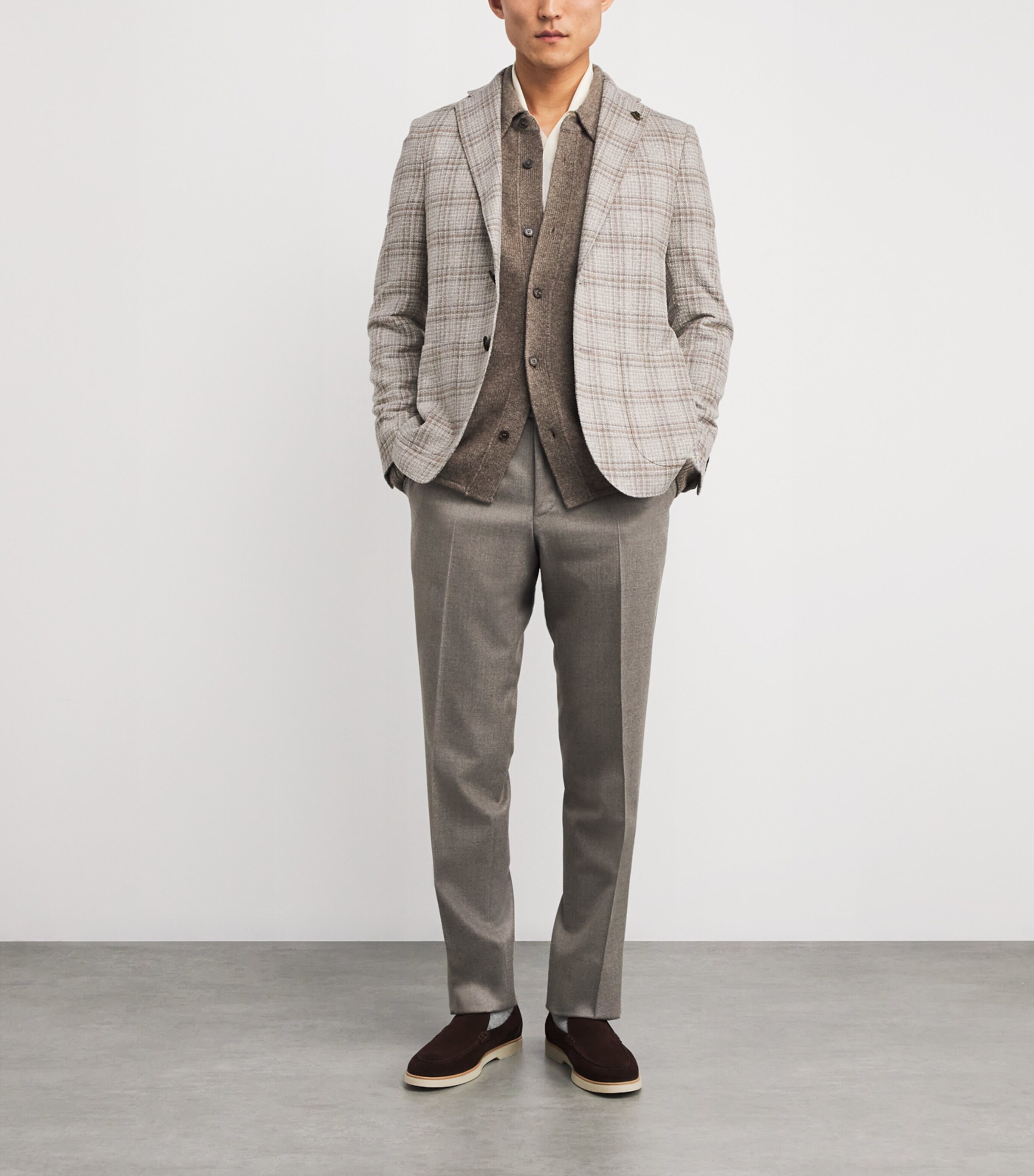 Pal Zileri Mens Wool-Silk-Blend Brera Blazer Natural Image 2