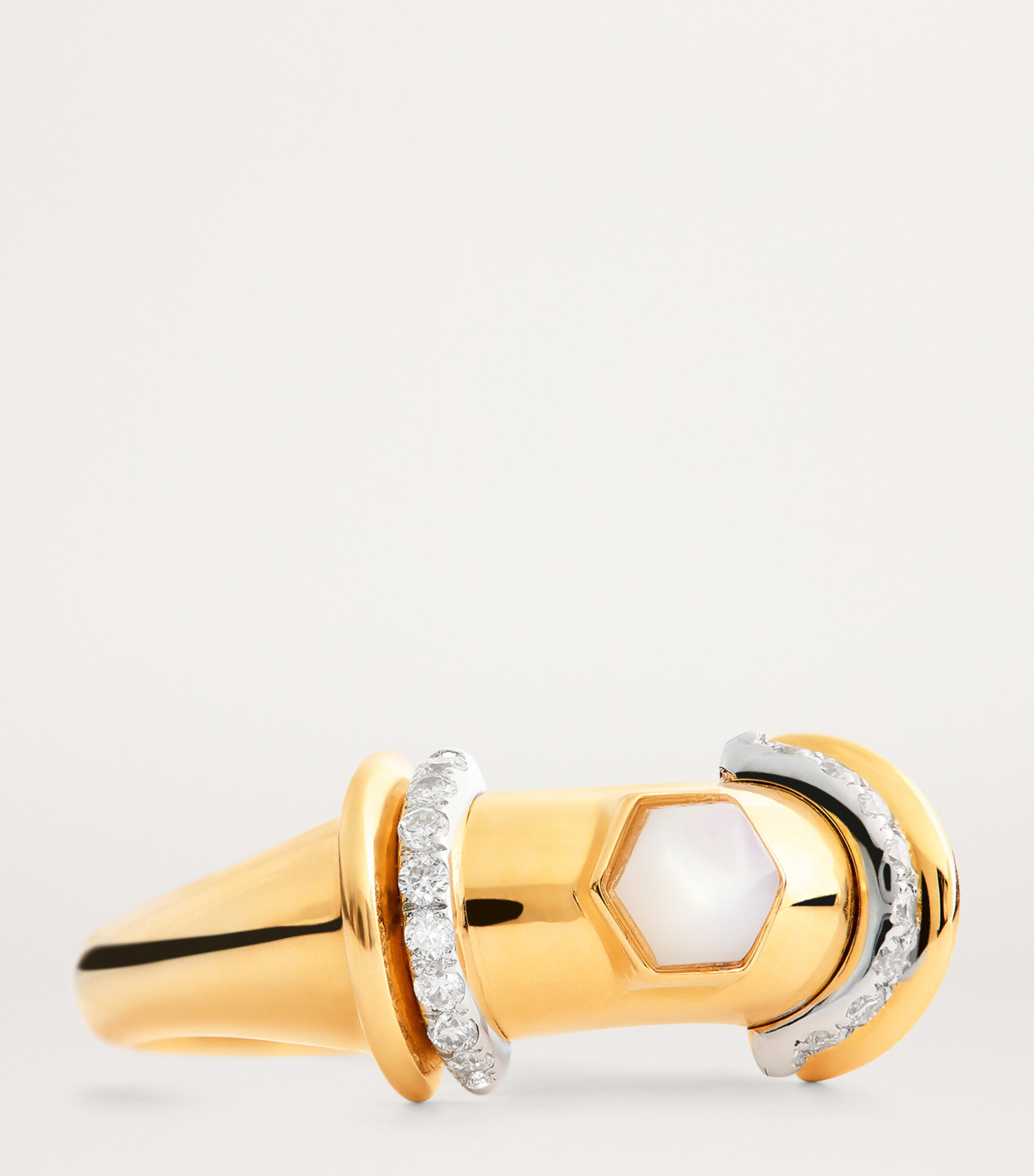 L'ATELIER NAWBAR Yellow Gold, Diamond and Mother-of-Pearl Lot N*91 Ring Yellow Gold Image 6