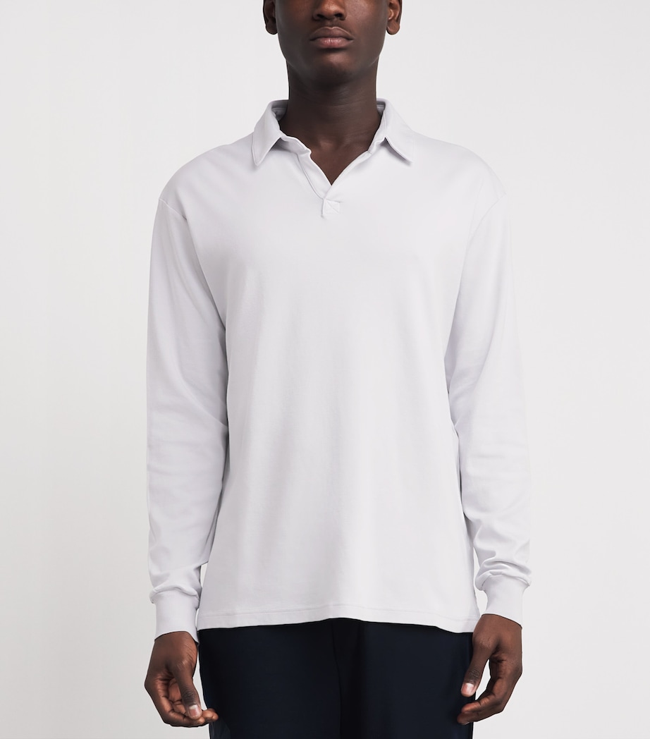 Sease Mens Supima Cotton Jersey Polo Shirt Pearl Grey Image 4