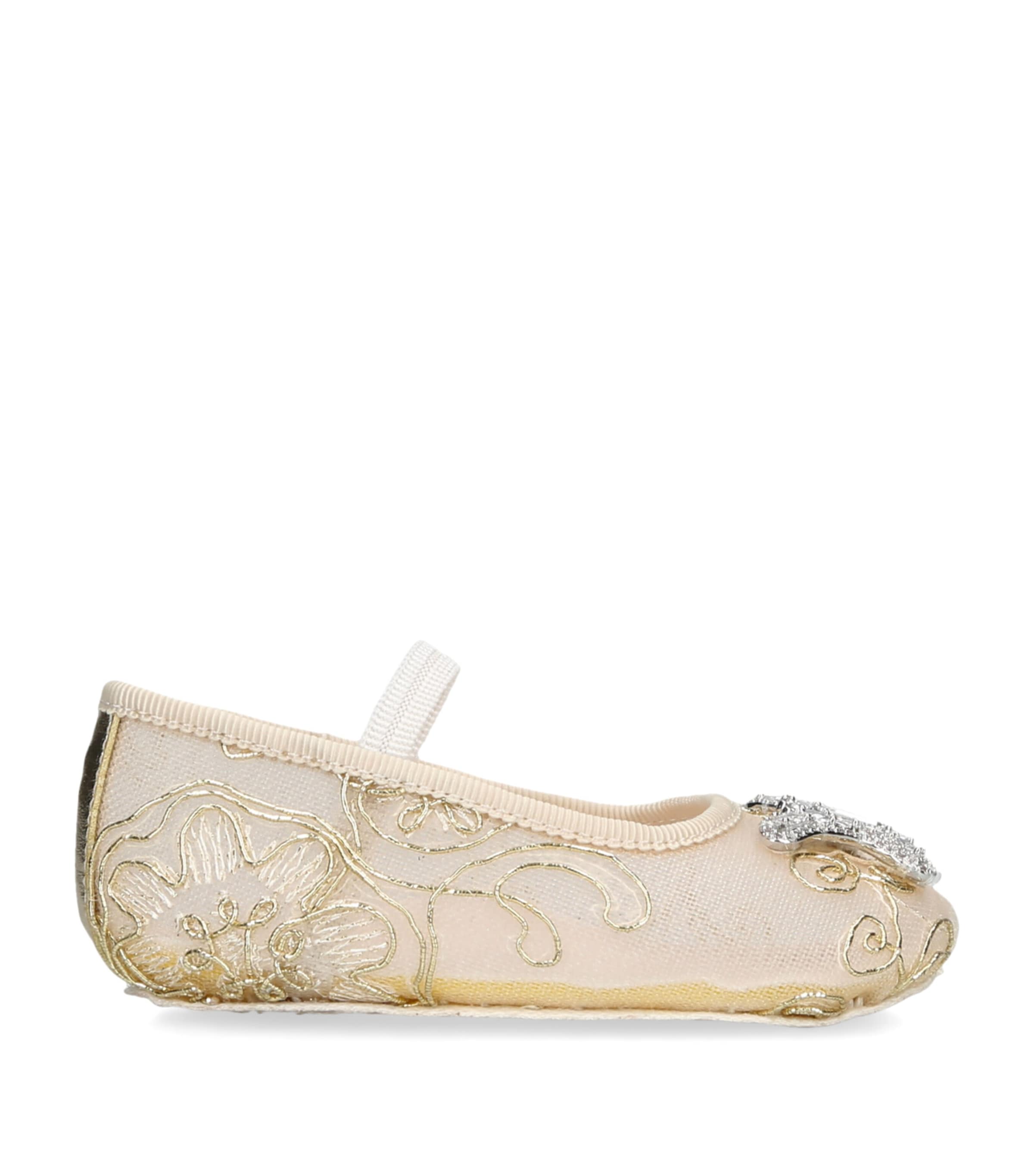 Aruna Seth Lace Odette Ballet Flats Gold Image 1