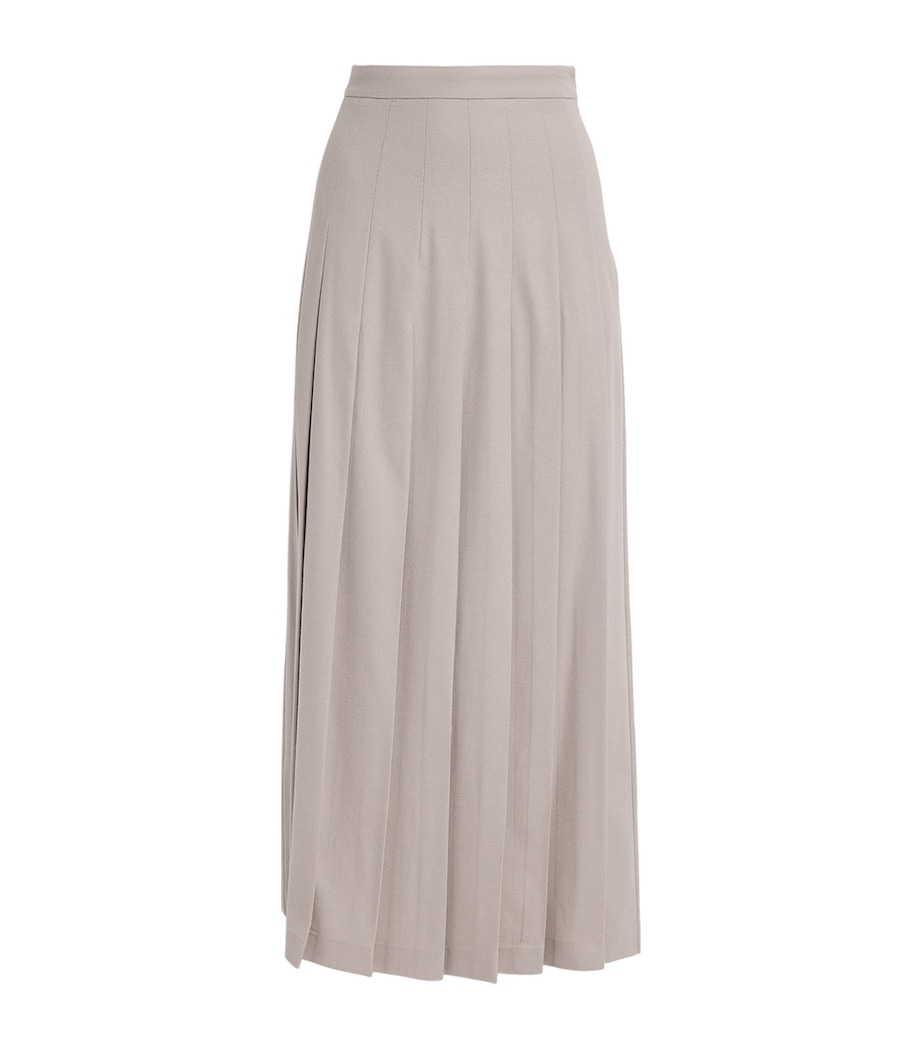 Colombo Womens Cashmere Pleated Maxi Skirt Light Beige Image 1