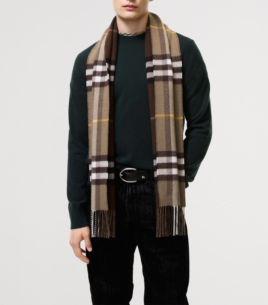 Burberry Reversible Cashmere Check Scarf Vole Brown/treacle Image 3