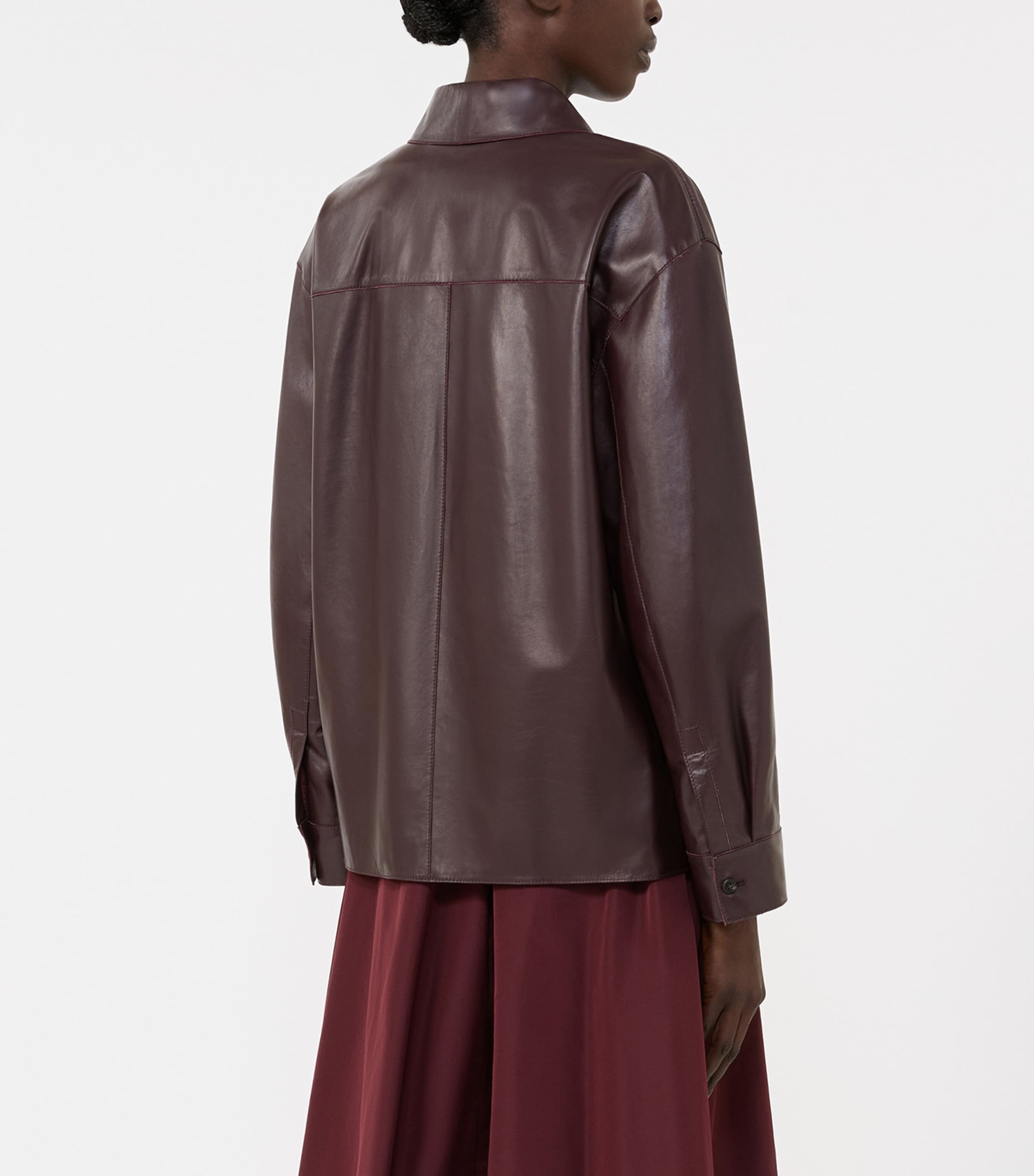 Weekend Max Mara Womens Nappa Leather Shirt Jacket Bordeaux Image 5