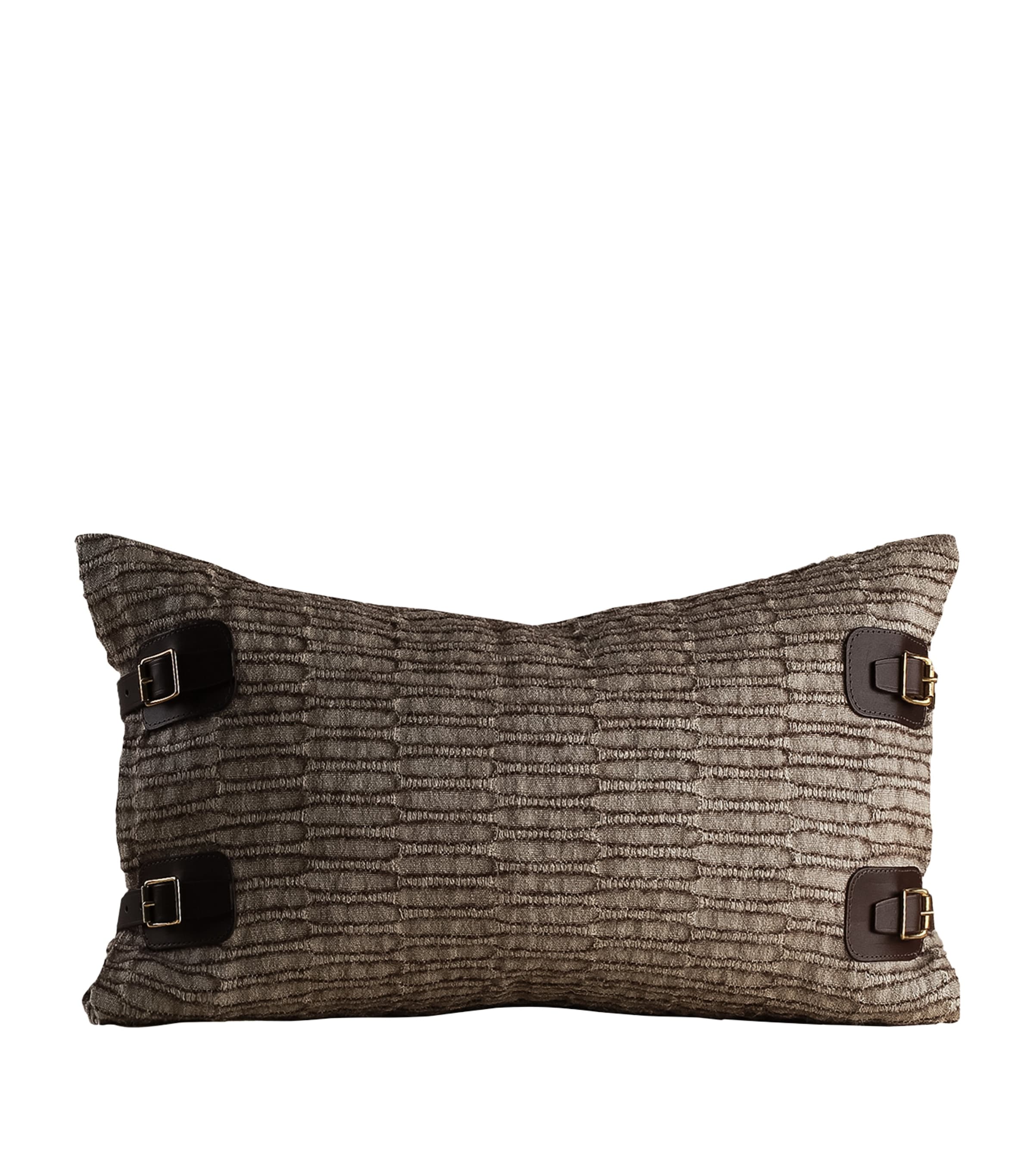 De Le Cuona Linen-blend Nara Buckle Cushion
