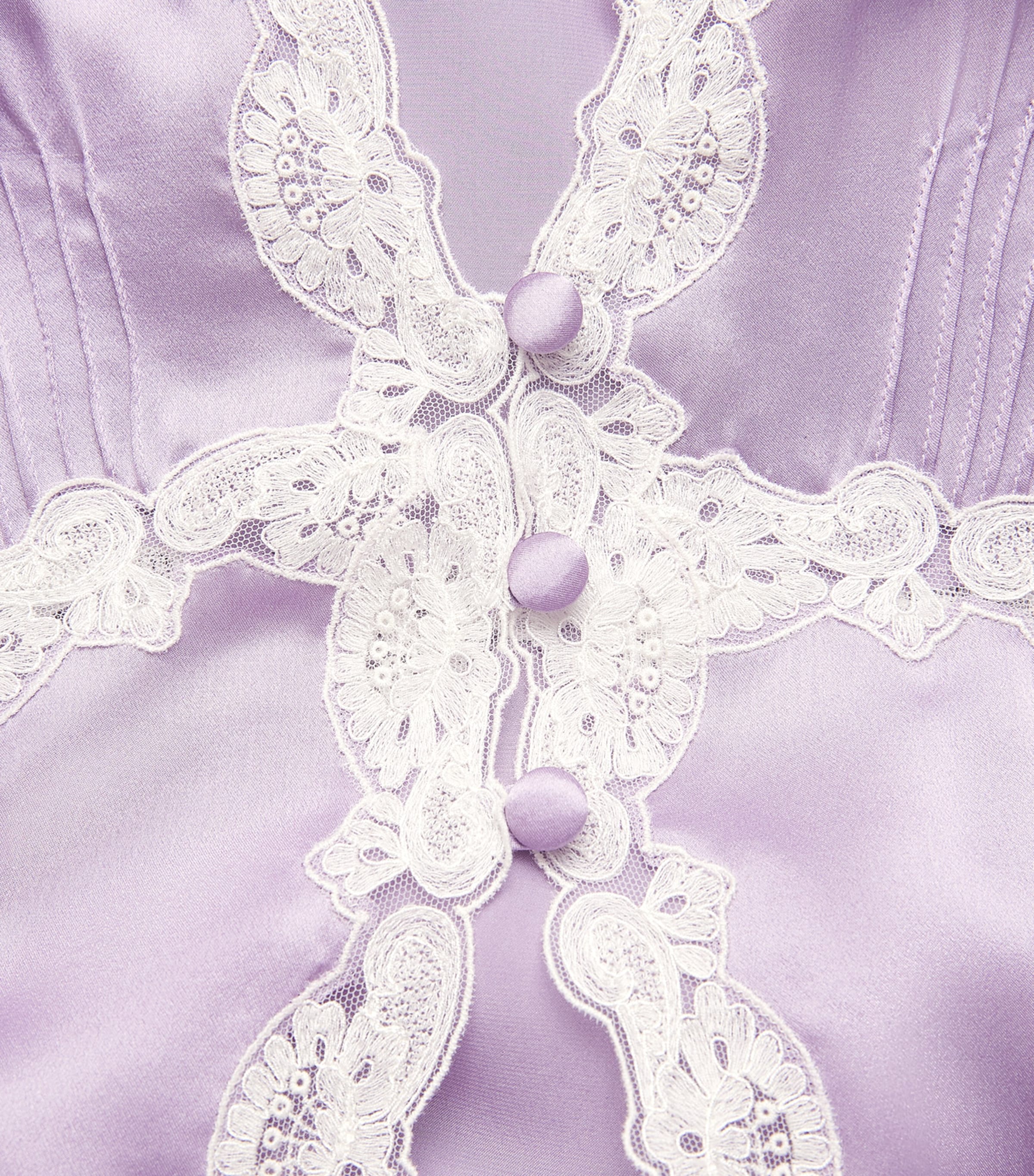 Loretta Caponi Womens Silk-Lace Pucci Long Robe Lilac Image 6