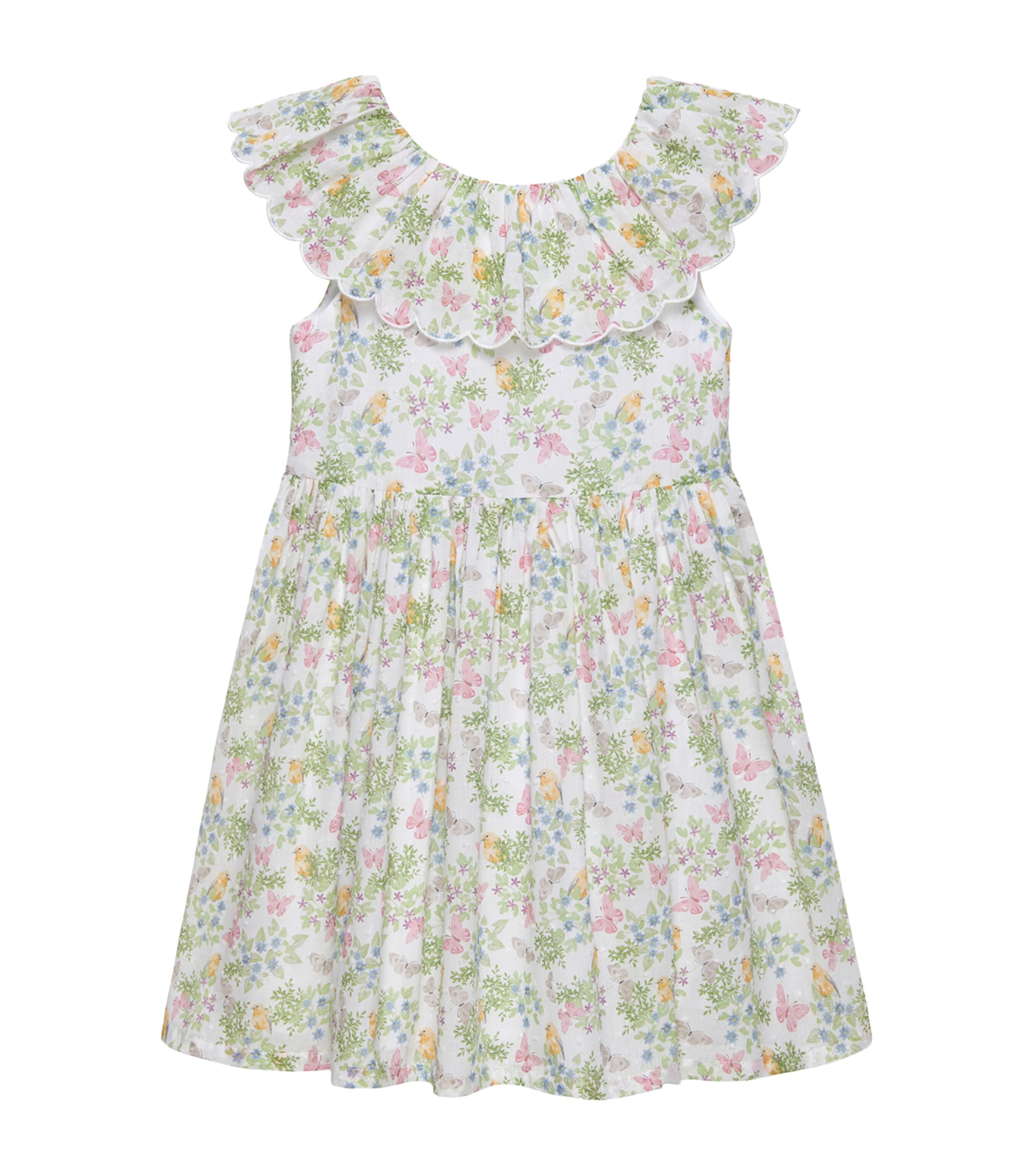 TROTTERS COTTON BUTTERFLY AND BIRD PRINT DRESS