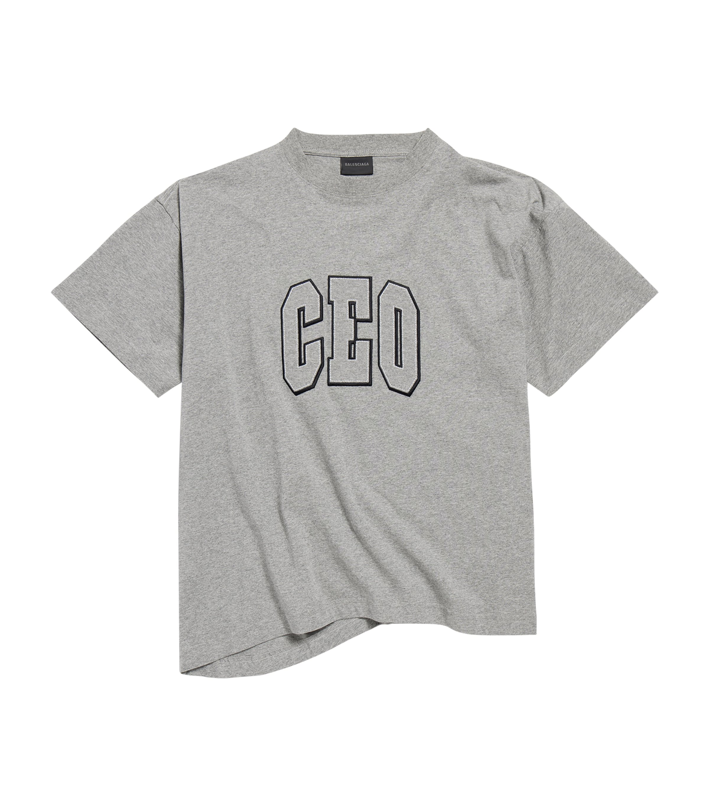 Balenciaga Ceo Asymmetrical Crewneck T-shirt In Gray