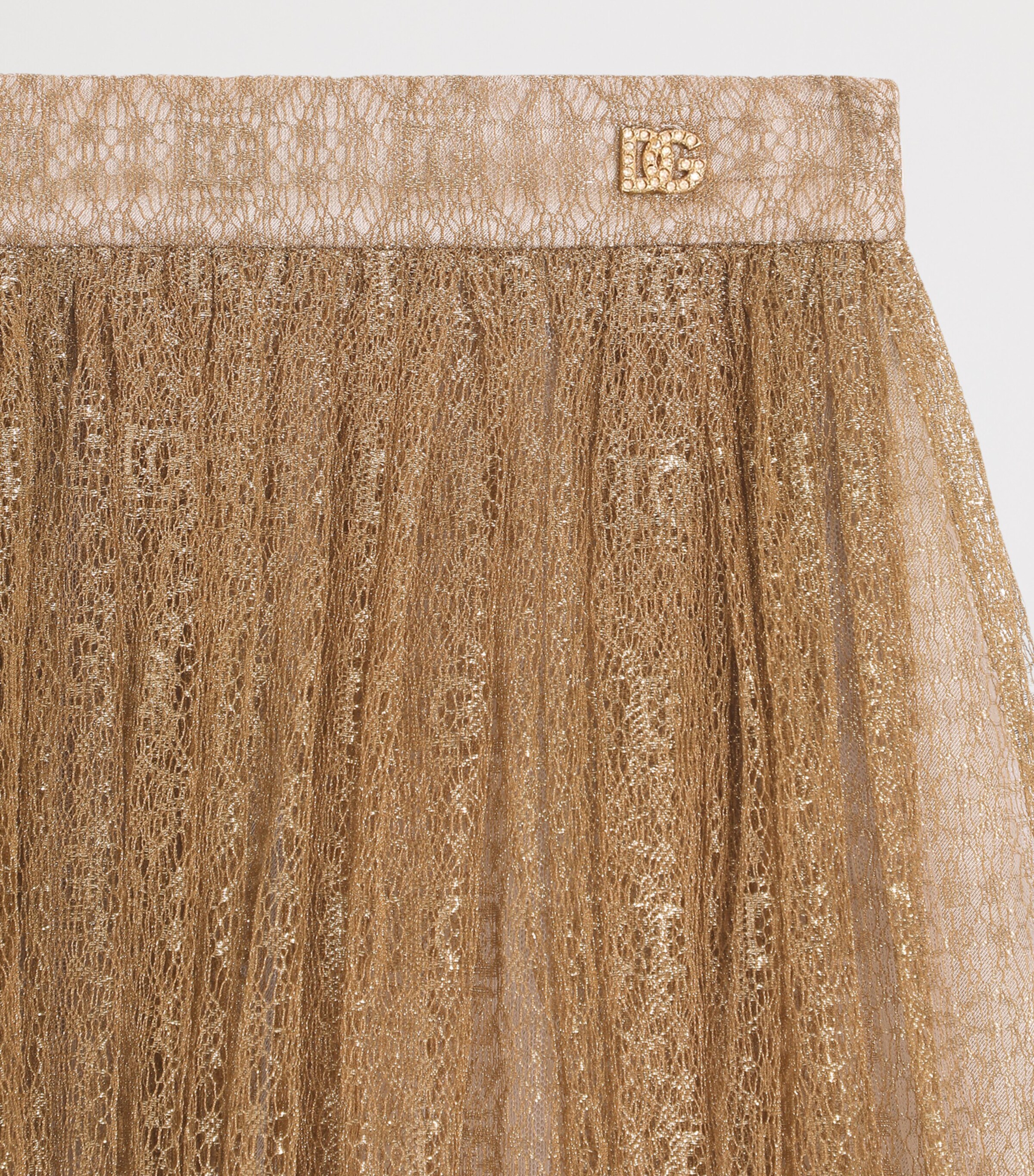 Dolce&Gabbana Kids Lace Metallic Skirt (8-12+ Years) Gold Image 3