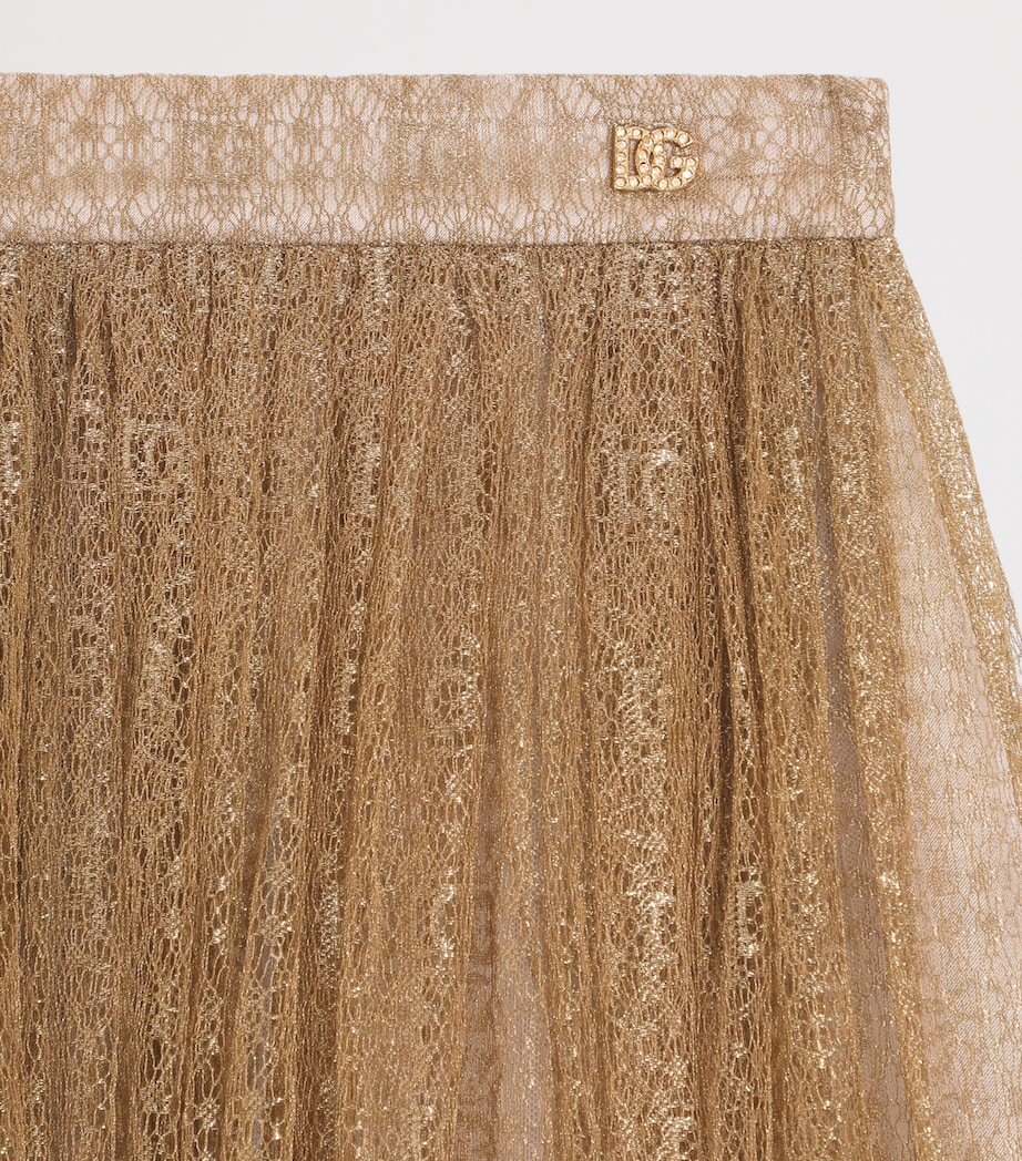 Dolce&Gabbana Kids Lace Metallic Skirt (8-12+ Years) Gold Image 3