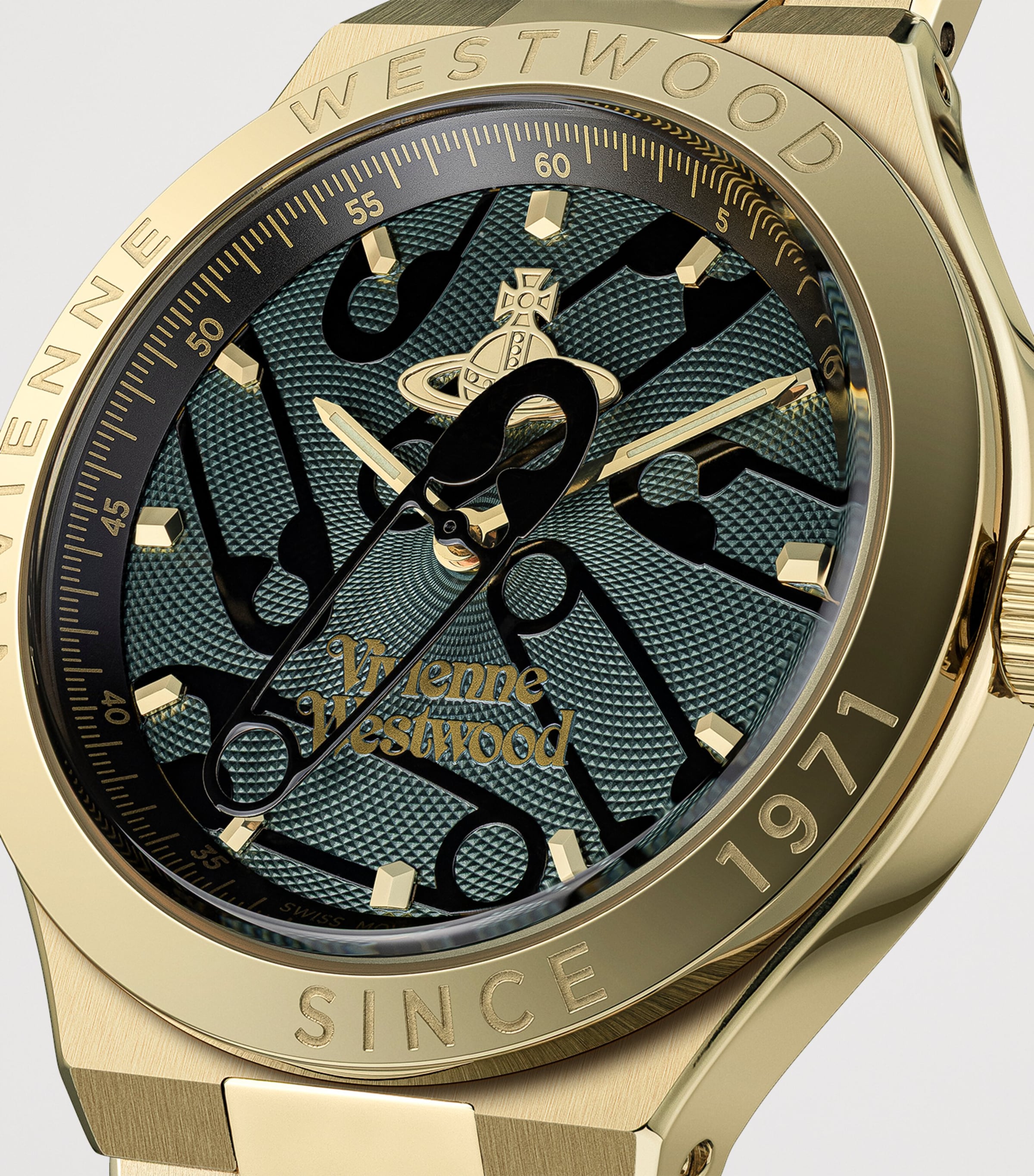 Vivienne Westwood Stainless Steel Berwick Watch 37mm Grn Gld Image 7