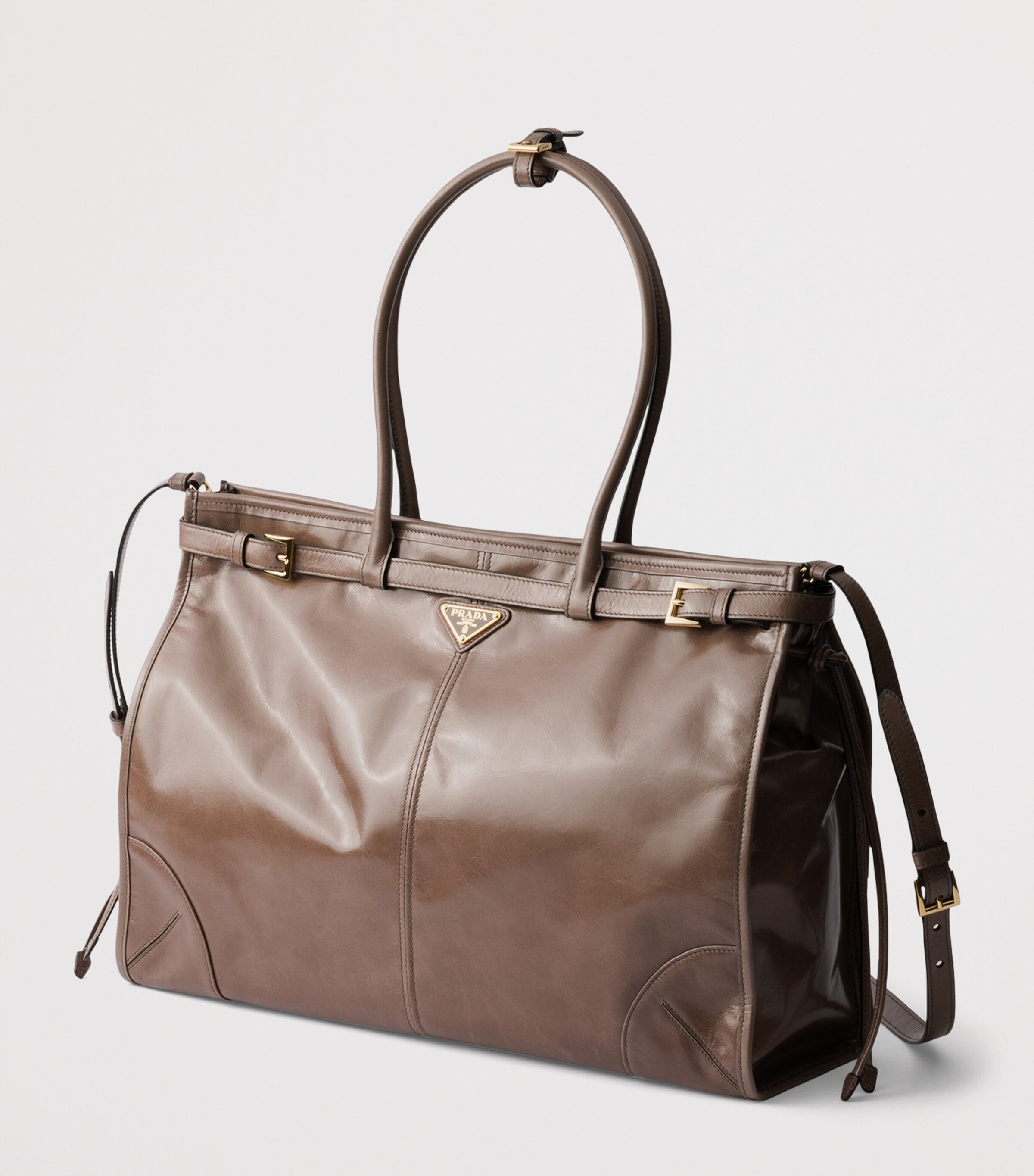 Prada Extra Large Leather Bonnie Top-Handle Bag Image 2